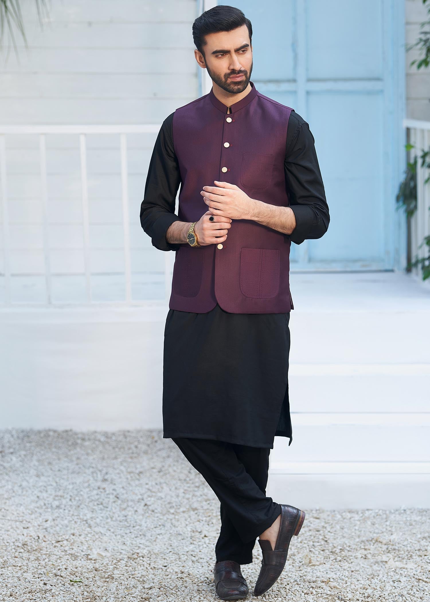 wash & wear Waistcoat in Burgundy