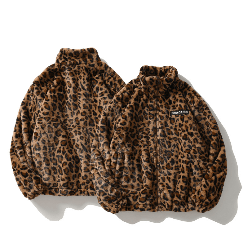 Leopard Print Long Sleeve Jacket Fashion Brand Loose Hip Hop Top