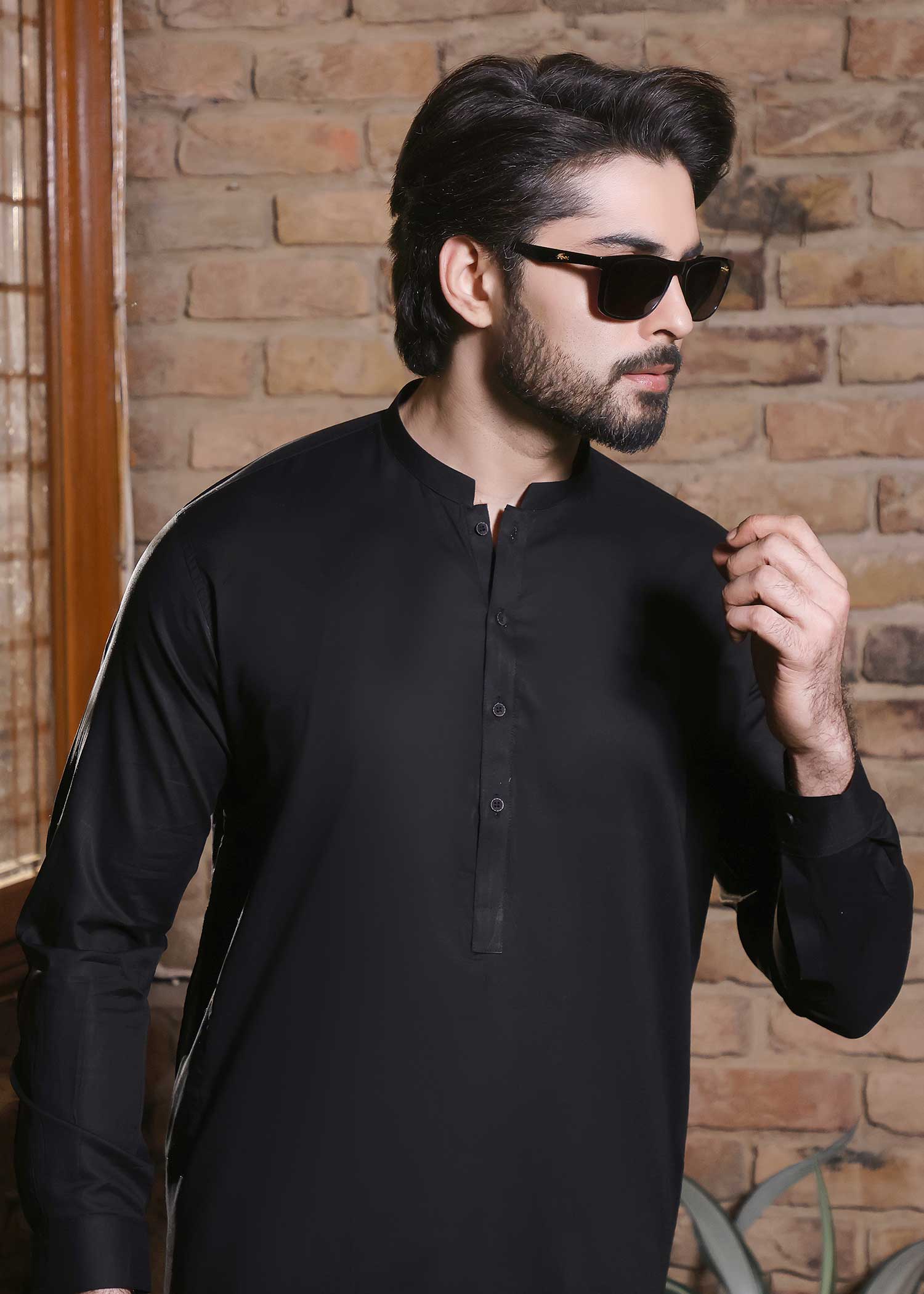 cotton Shalwar Kameez in Black by The Great Masters (TGM)
