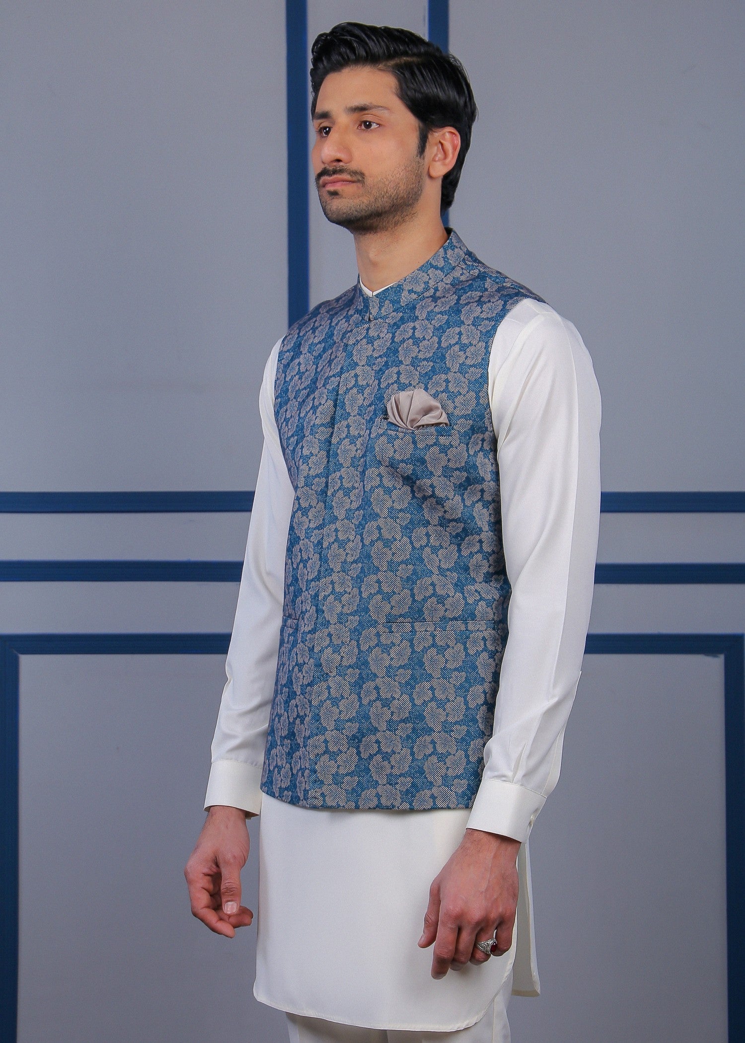 tropical Waistcoat in Bondi blue