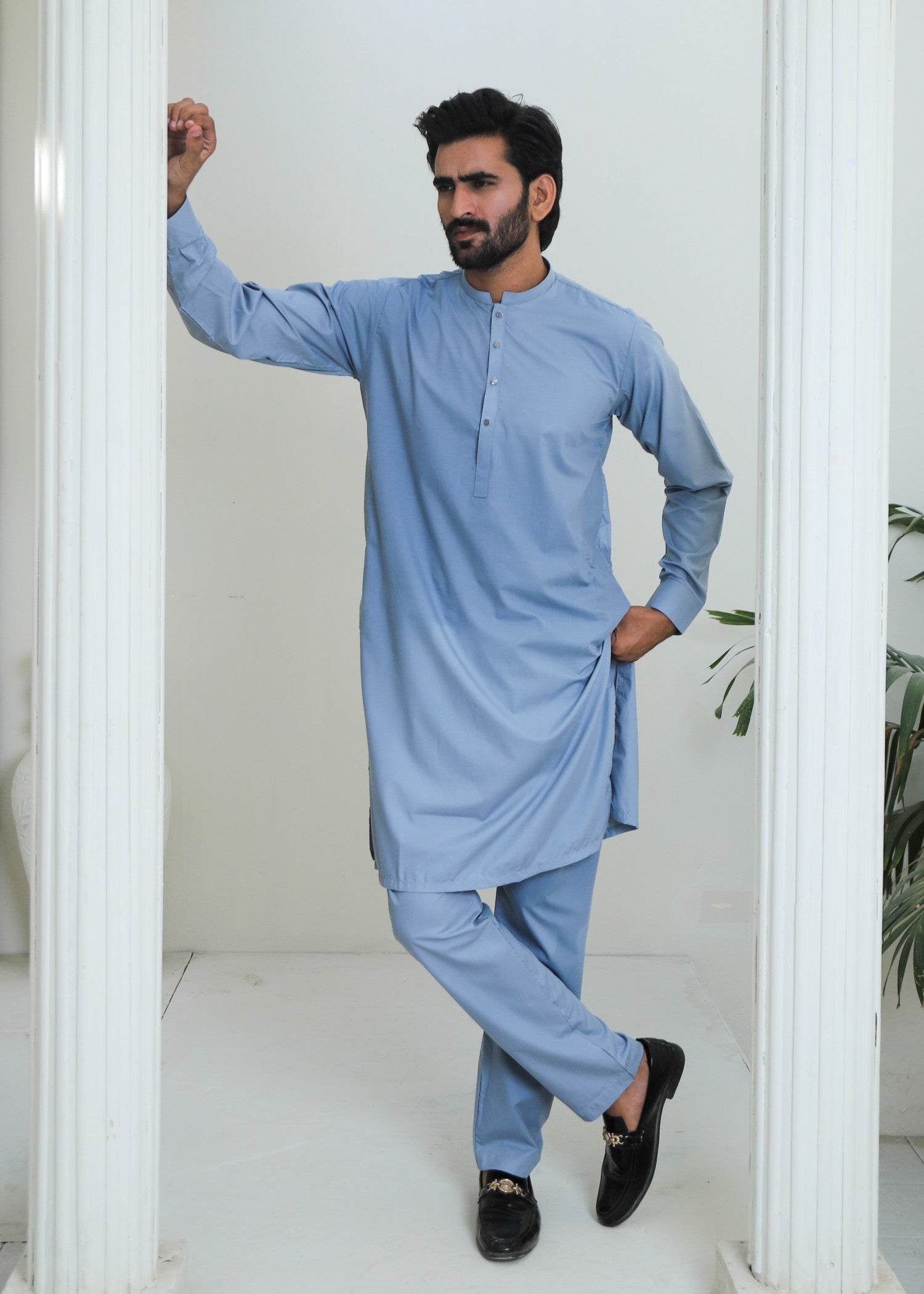 wash & wear Kurta Set in Arctic blue