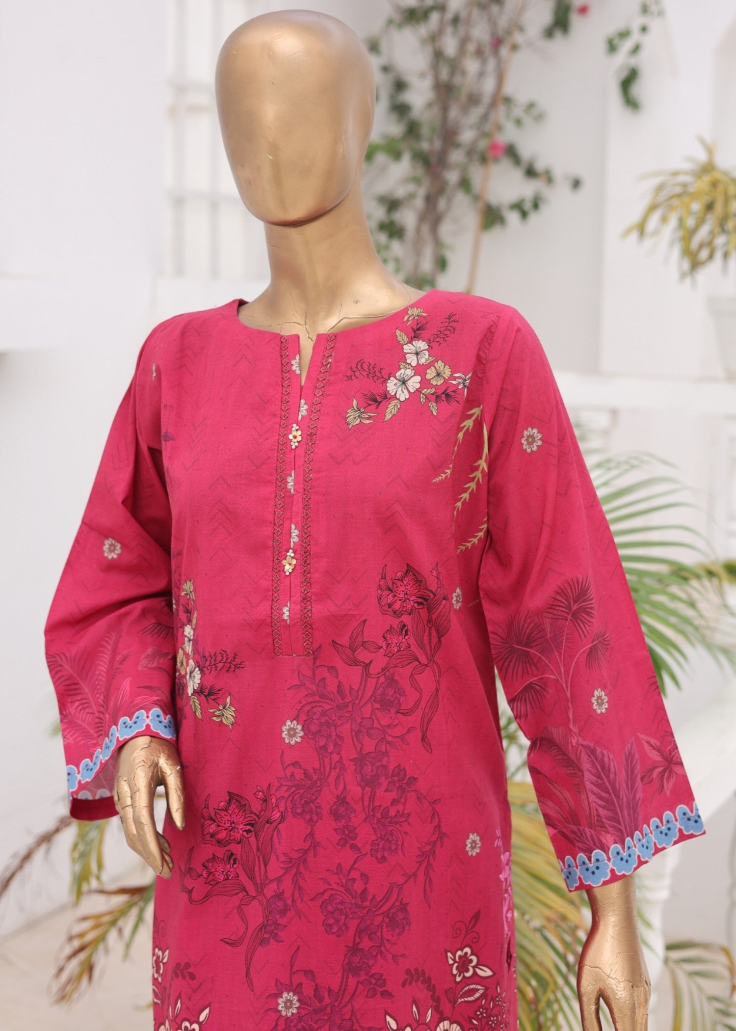 lawn Kurta Set in Poppy red