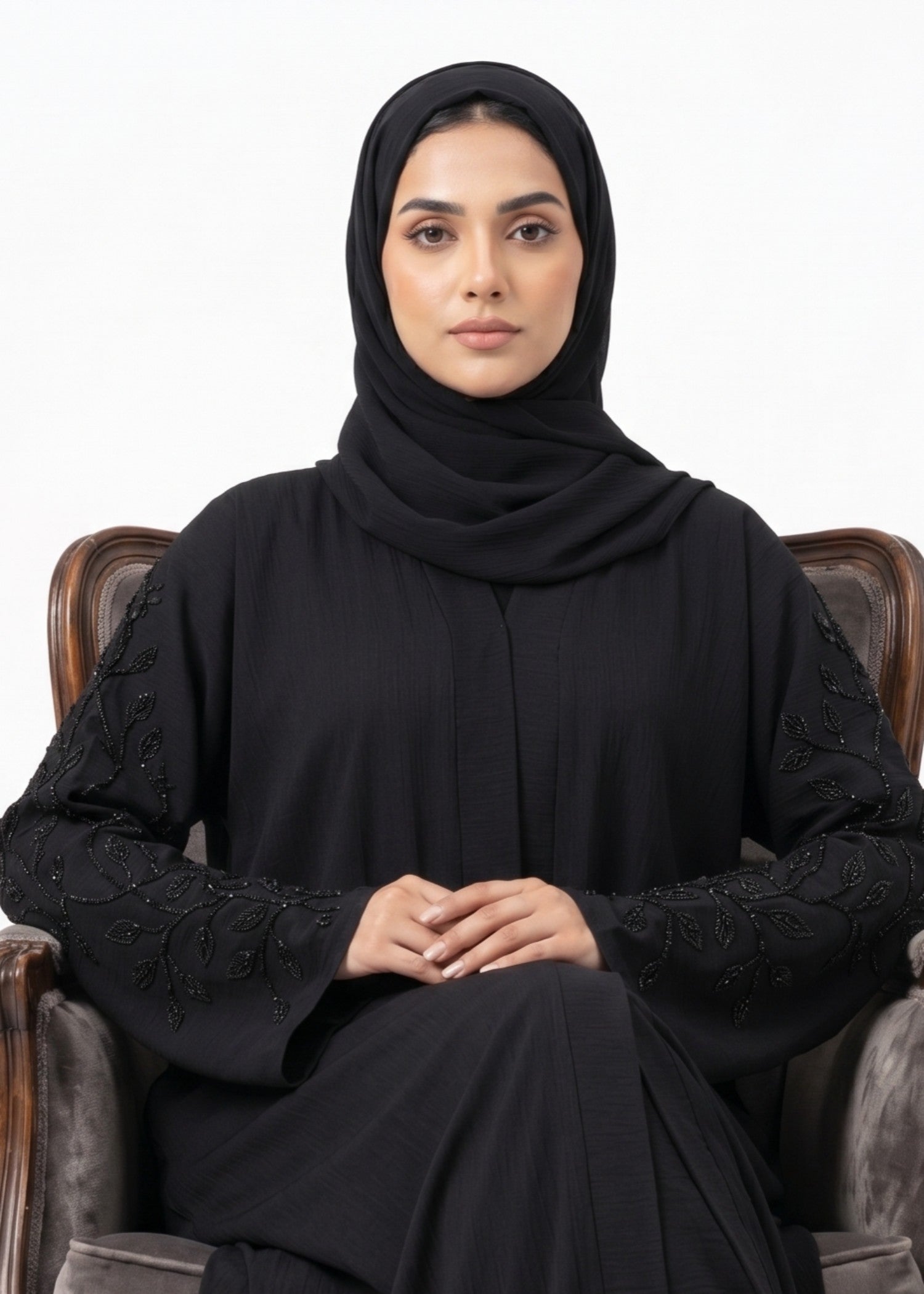 crinkle Abaya in Black