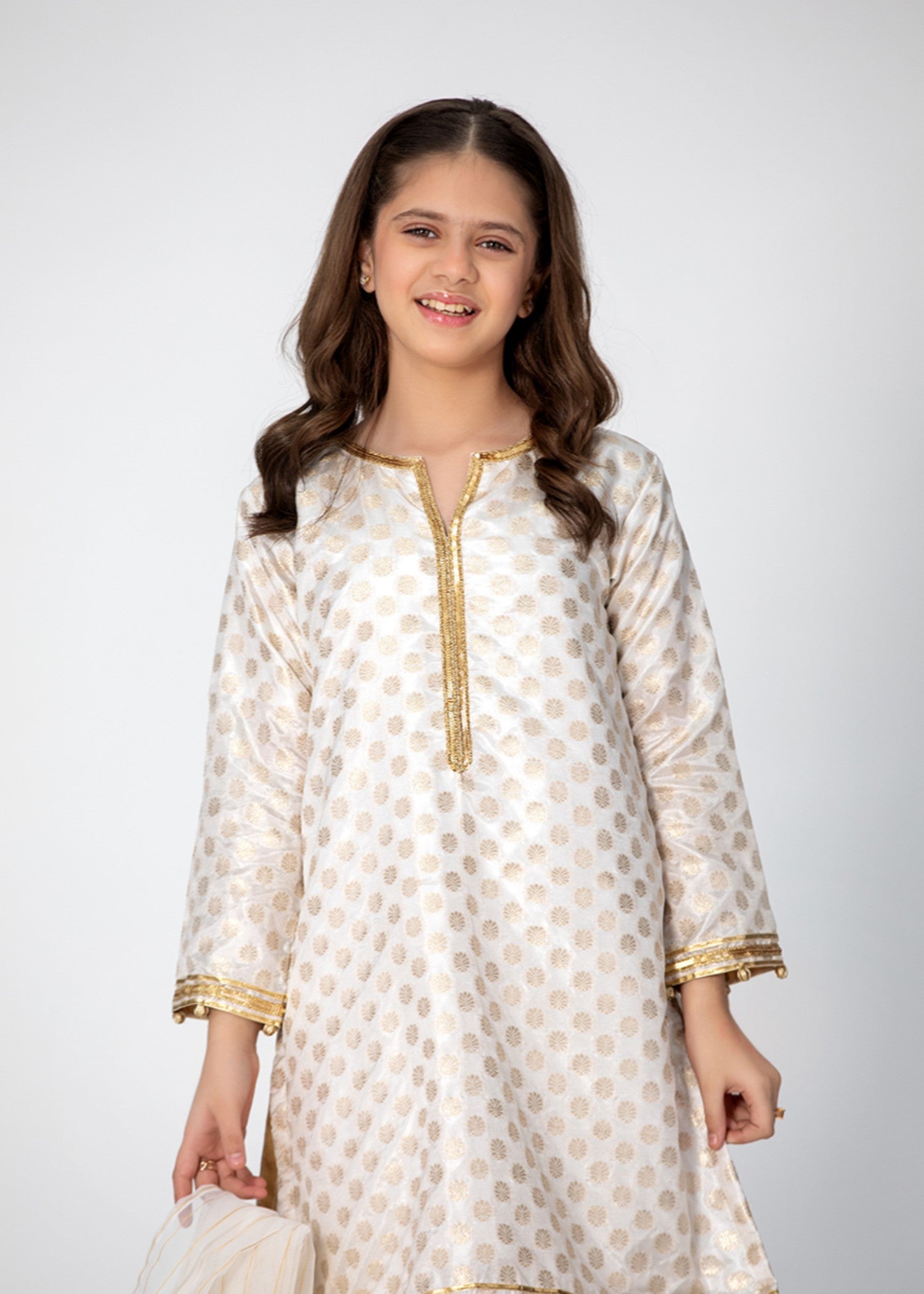 banarasi jacquard Kurta Set in Off-white