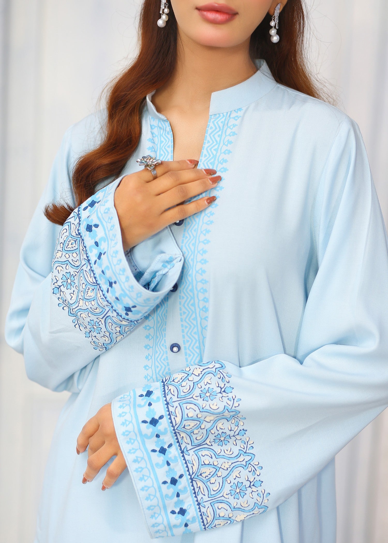pure boski Kurta Set in Sky blue