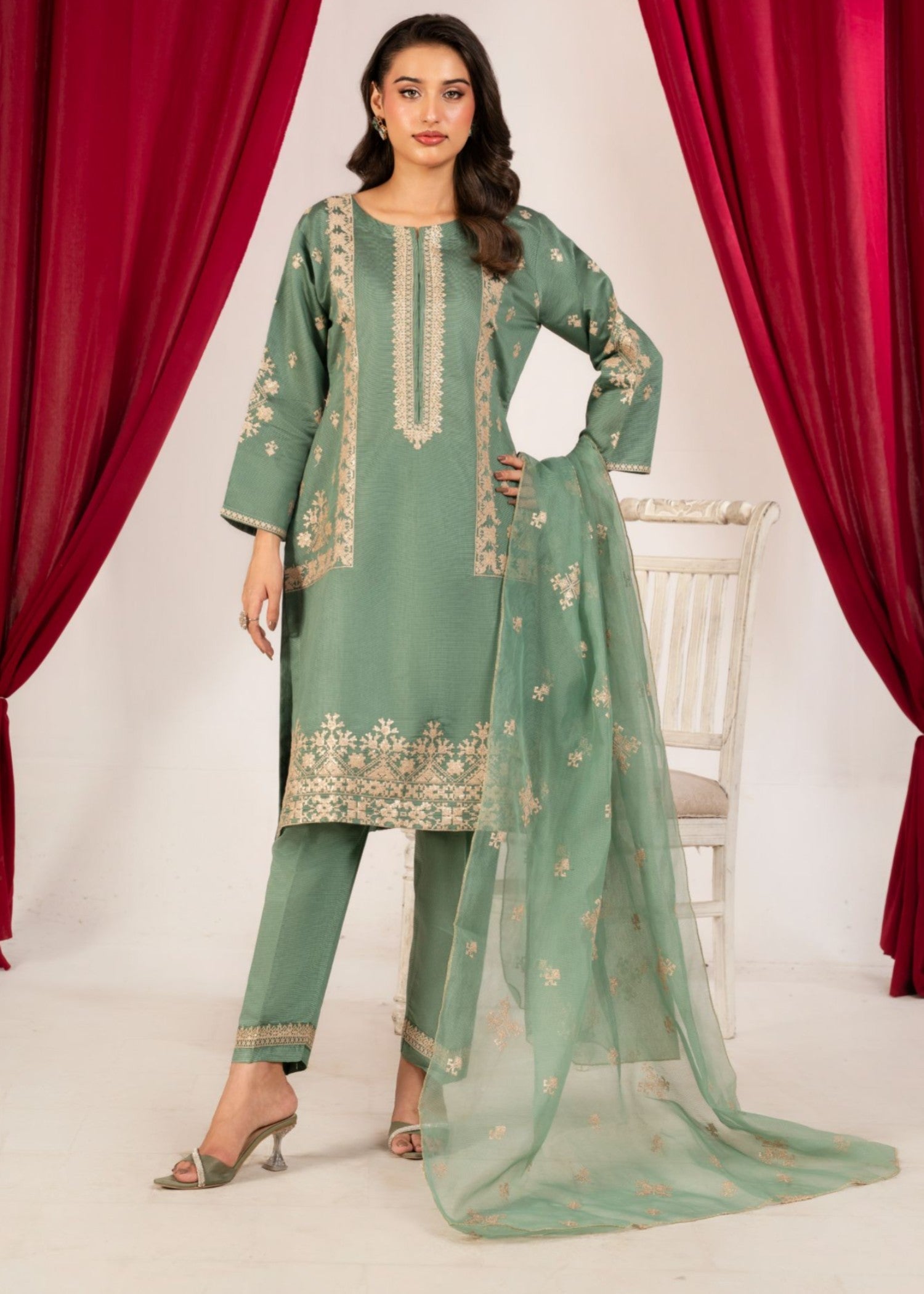 cotton masuri Kurta Set in Sea green