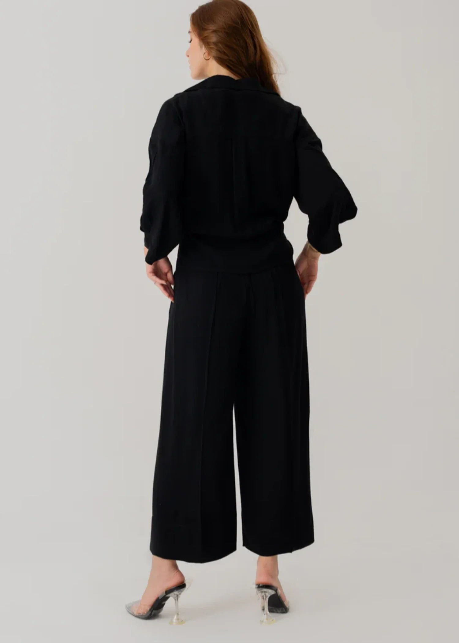 cotton jacquard Trousers in Black