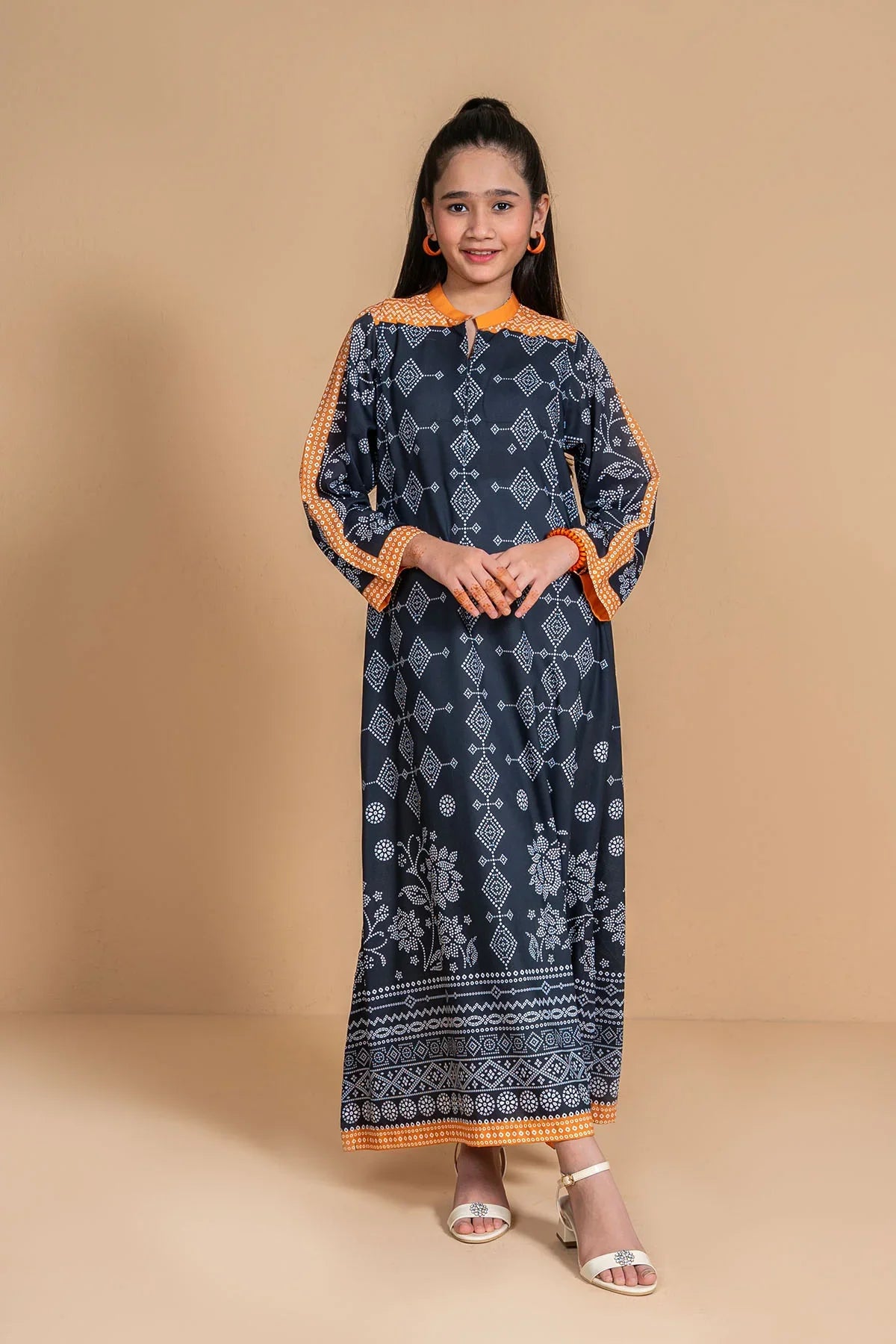 poly lawn Kaftan in Blue