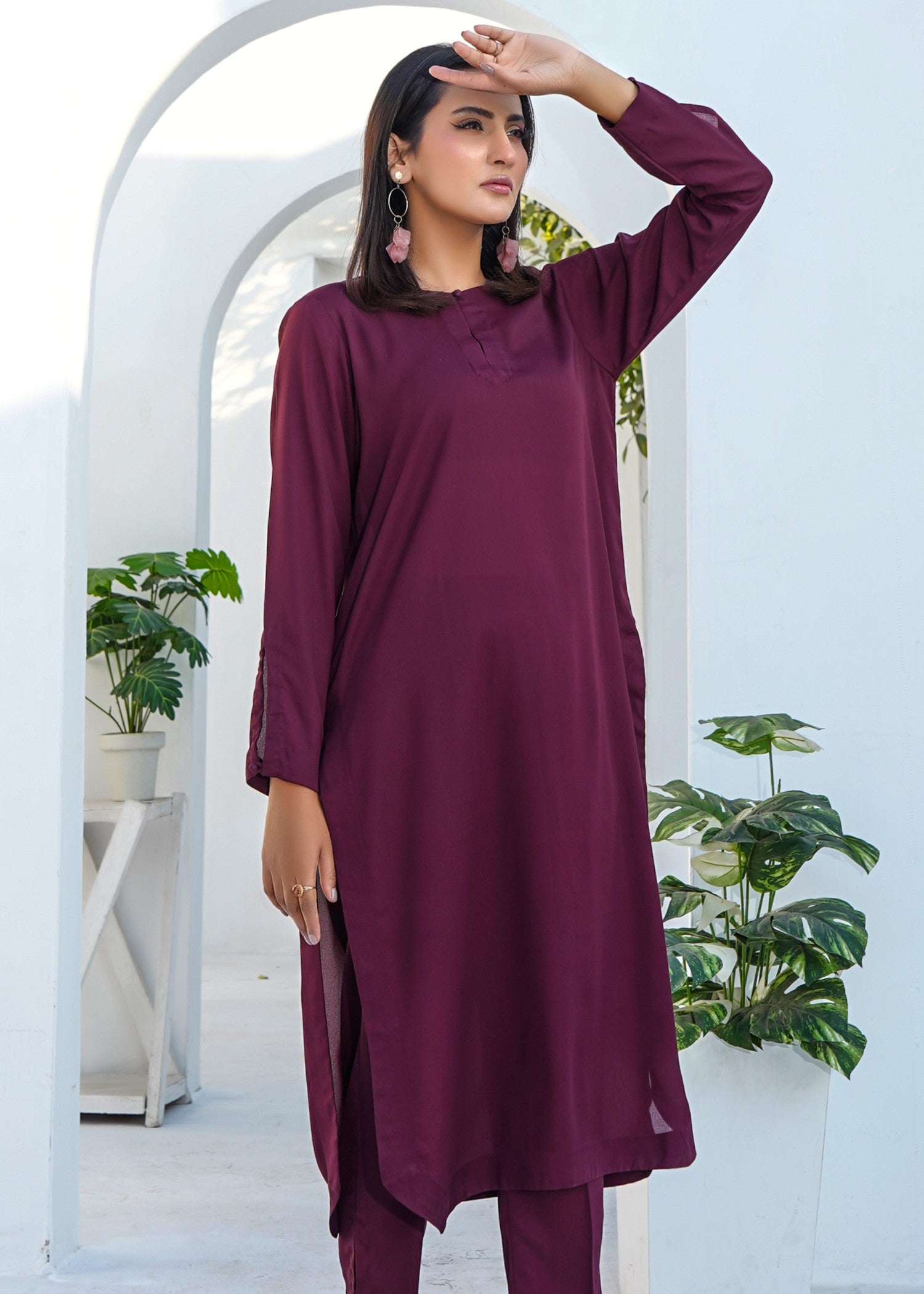 silk georgette Co Ord Sets in Plum