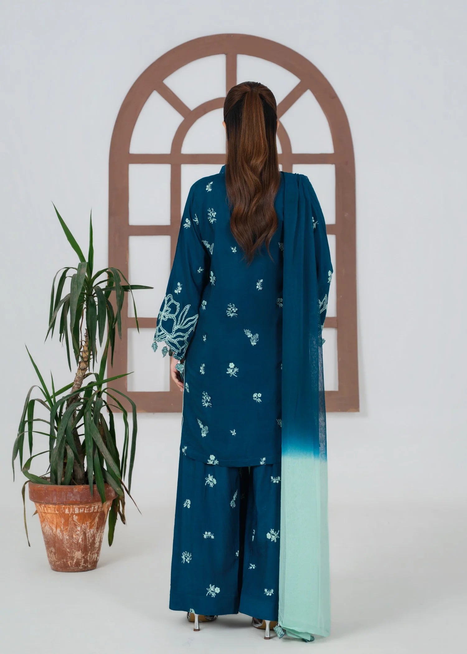 silk Sharara in Sapphire blue