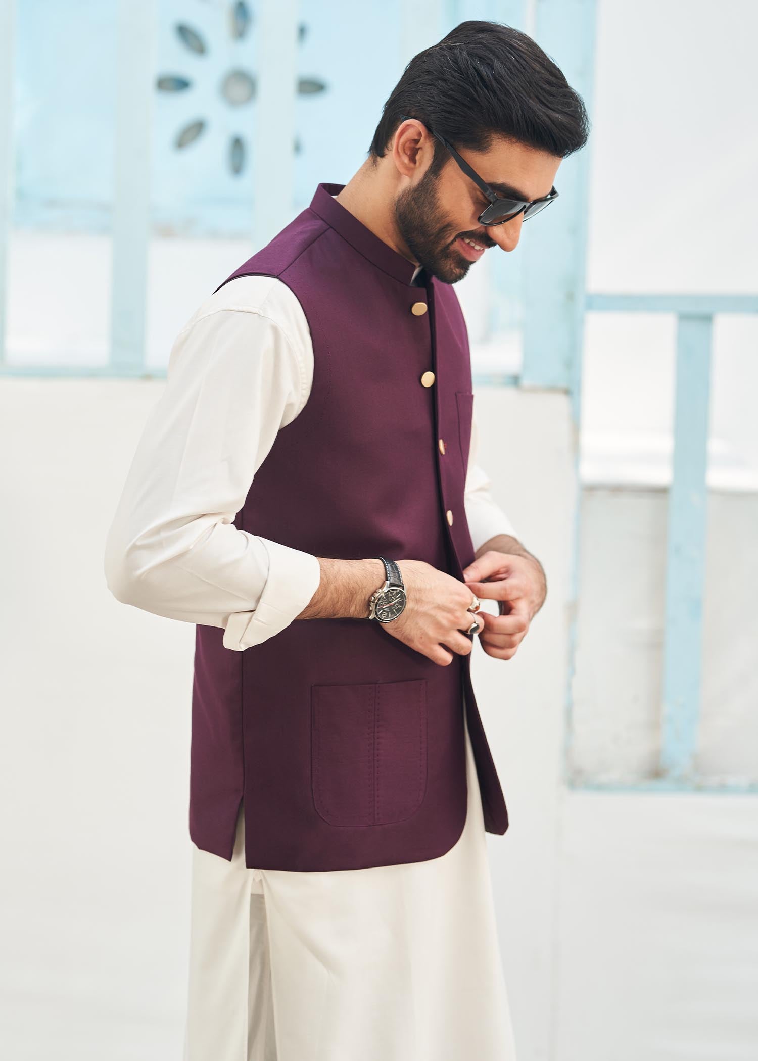 suiting Waistcoat in Burgundy