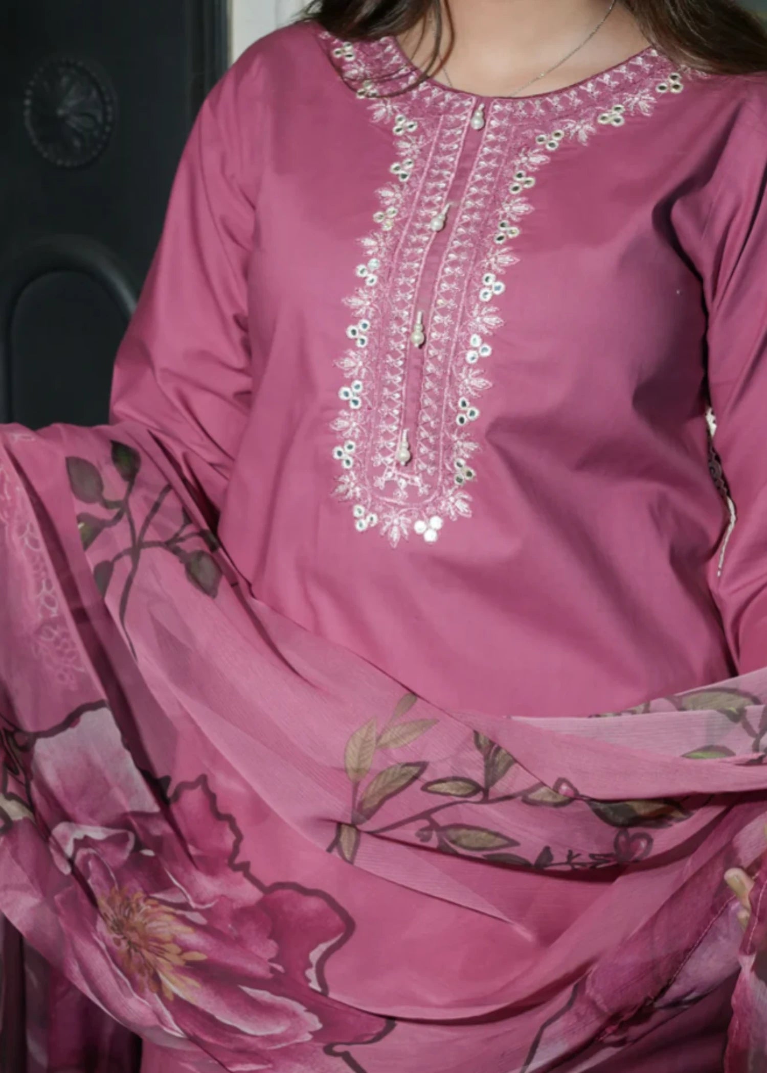 lawn cotton Kurta Set in Mulberry