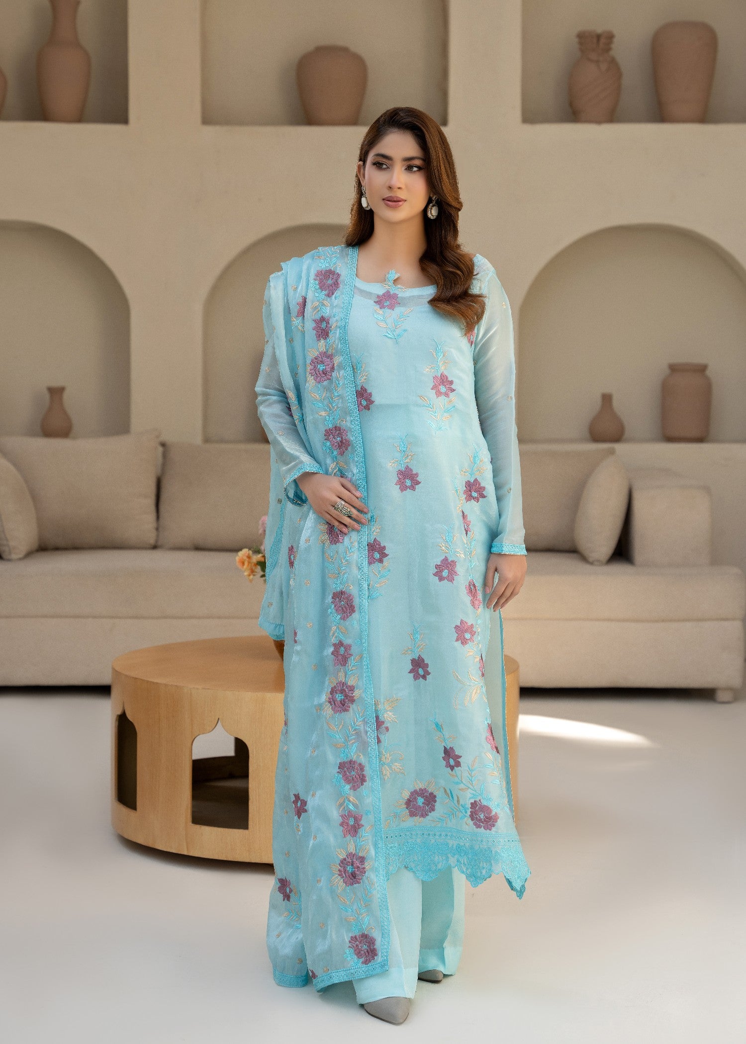 silk Unstitched in Ice blue