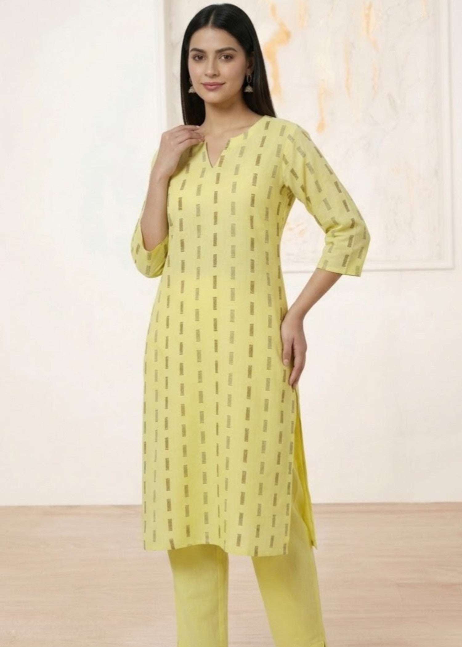 lawn Co Ord Sets in Olive green, lemon