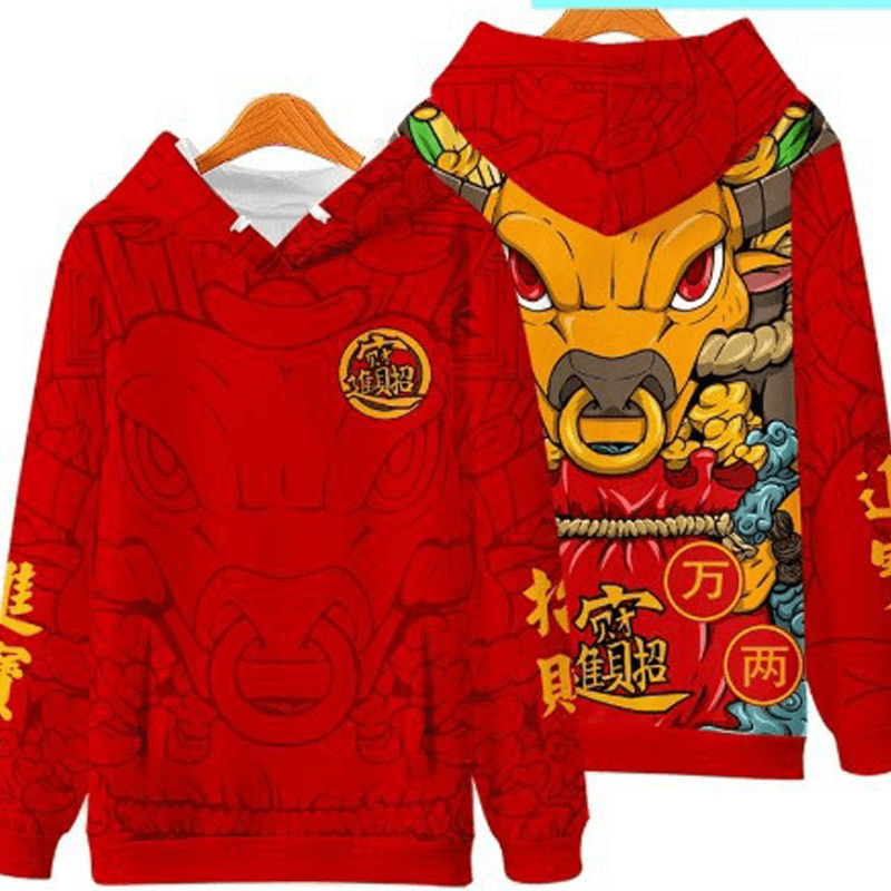 Fashion Thin Pullover Men'S Printed Hooded Sweater