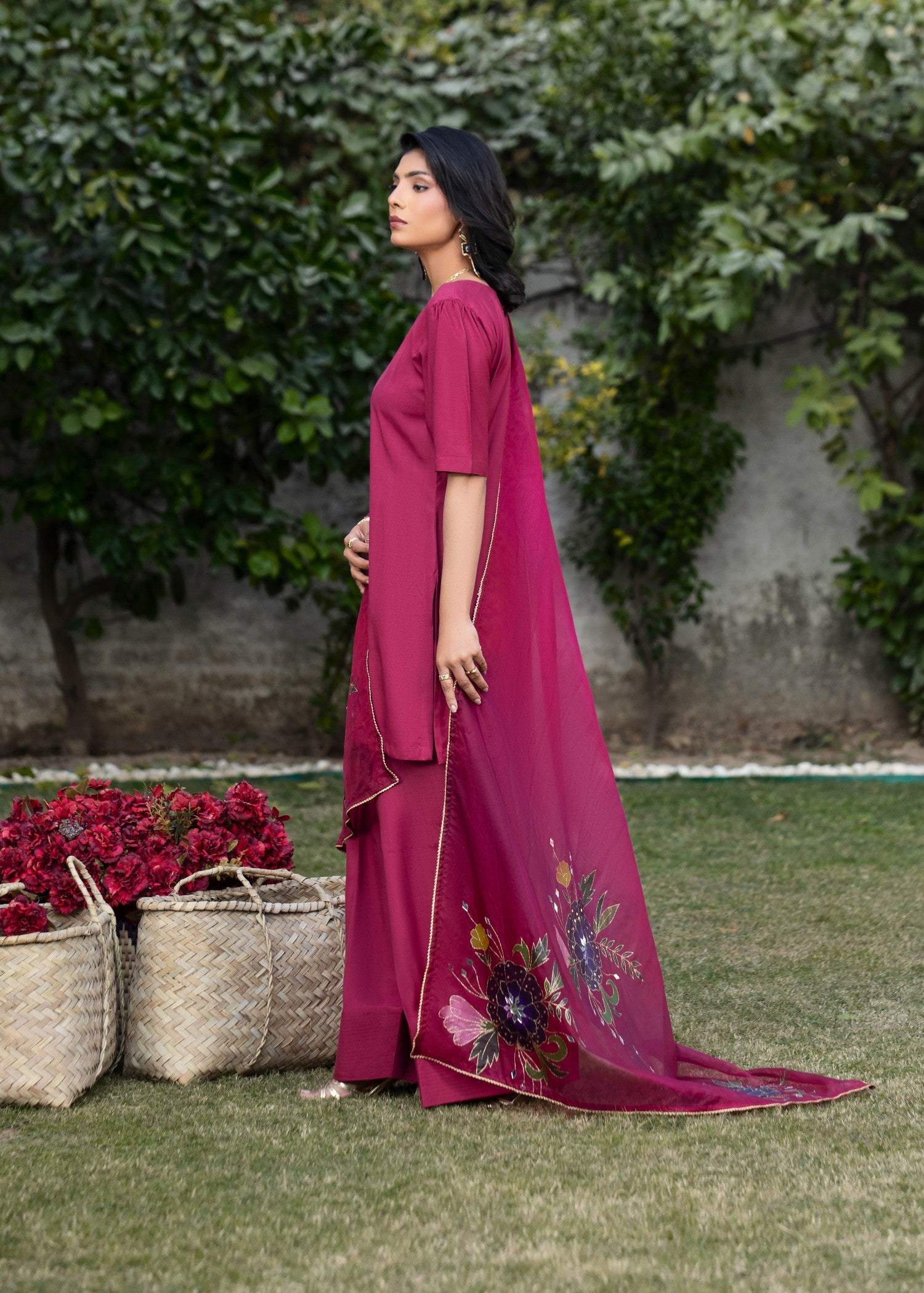 medium silk Kurta Set in Maroon