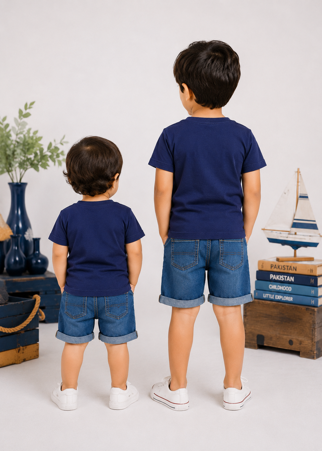 single jersey knit T Shirt in Navy blue
