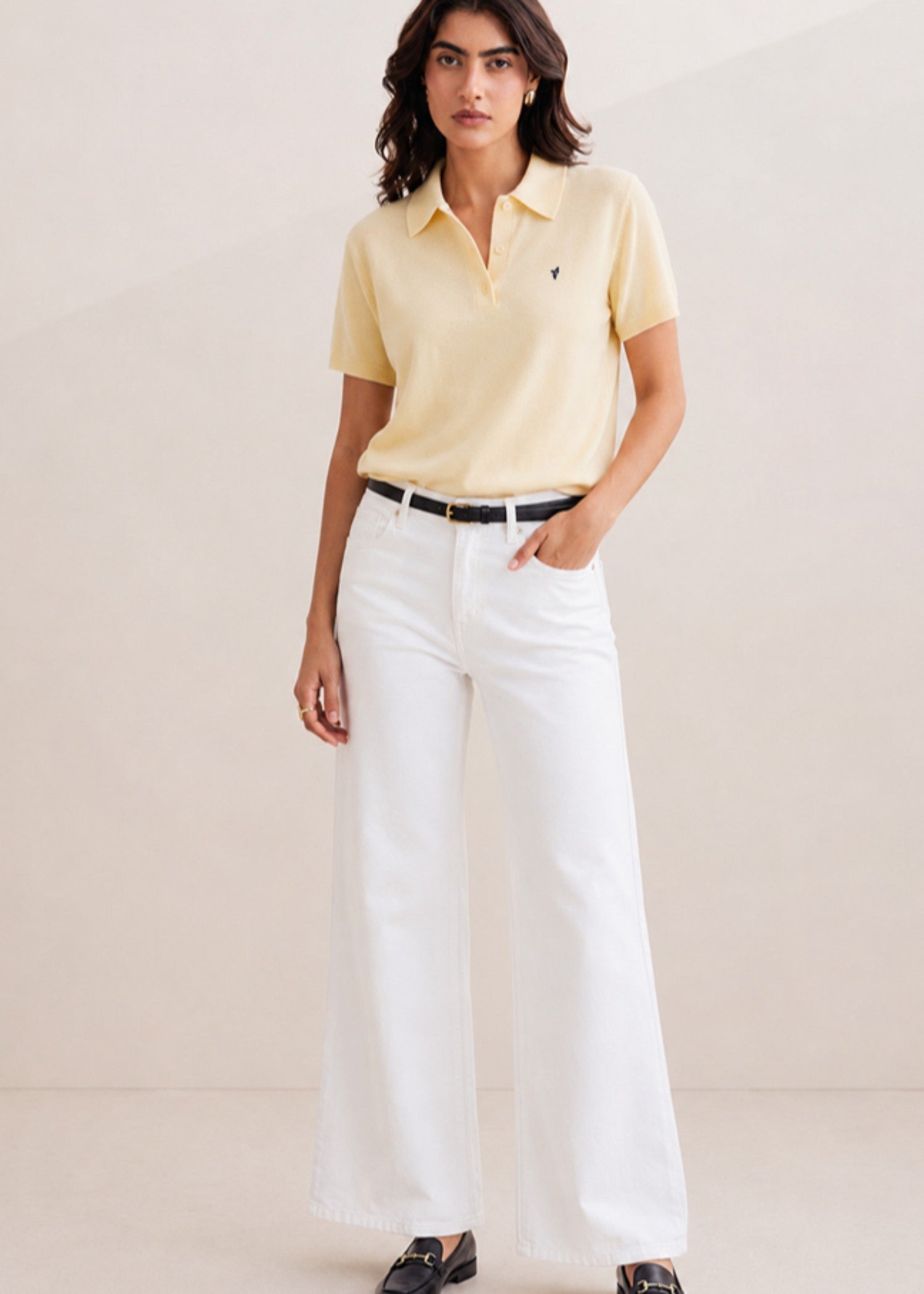 cotton Polo Shirt in Light yellow