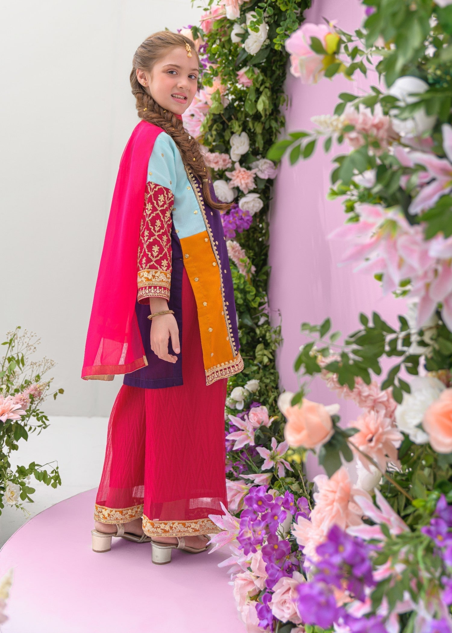 chiffon Kurta Set in Multi