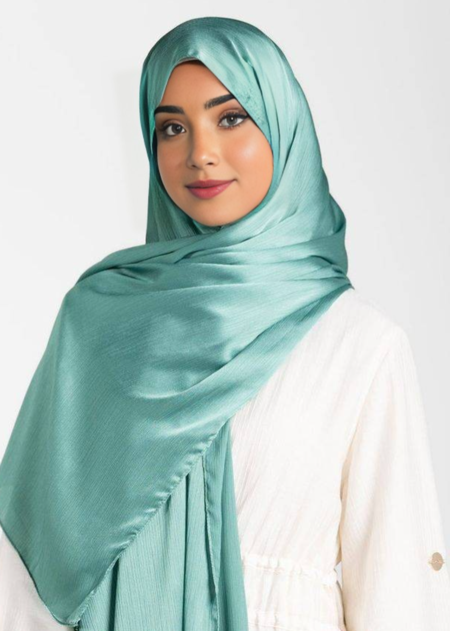 satin crepe Hijab in Sea green