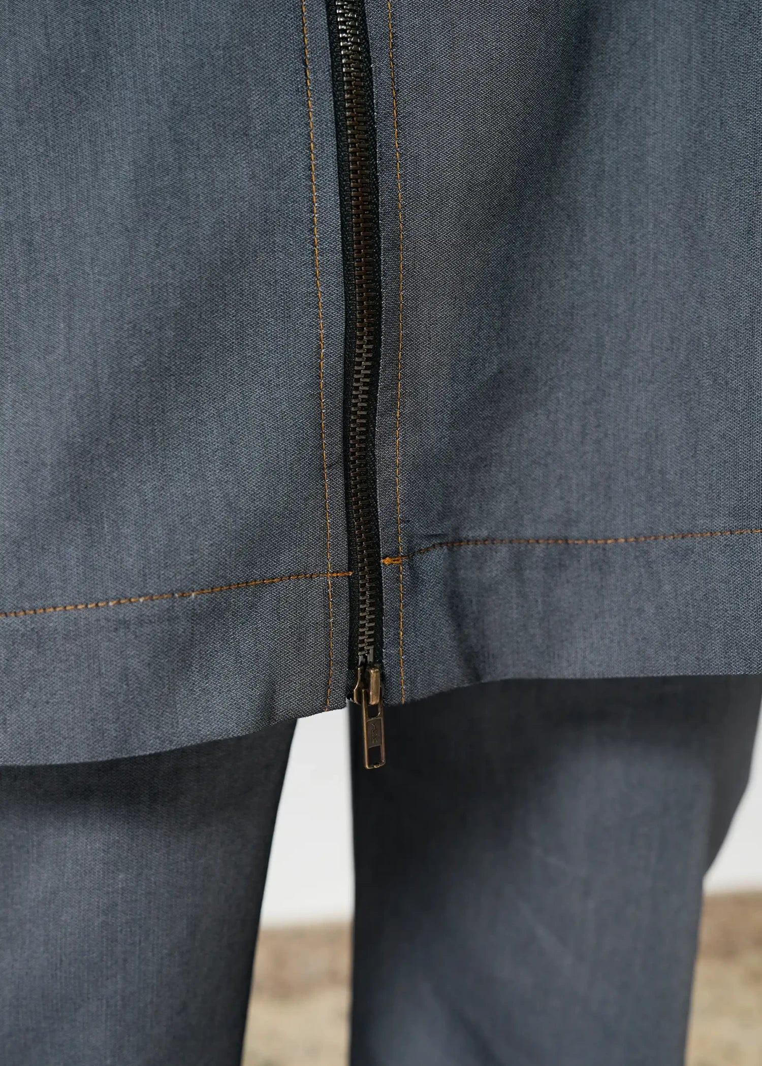 denim Kurta Set in Zinc grey