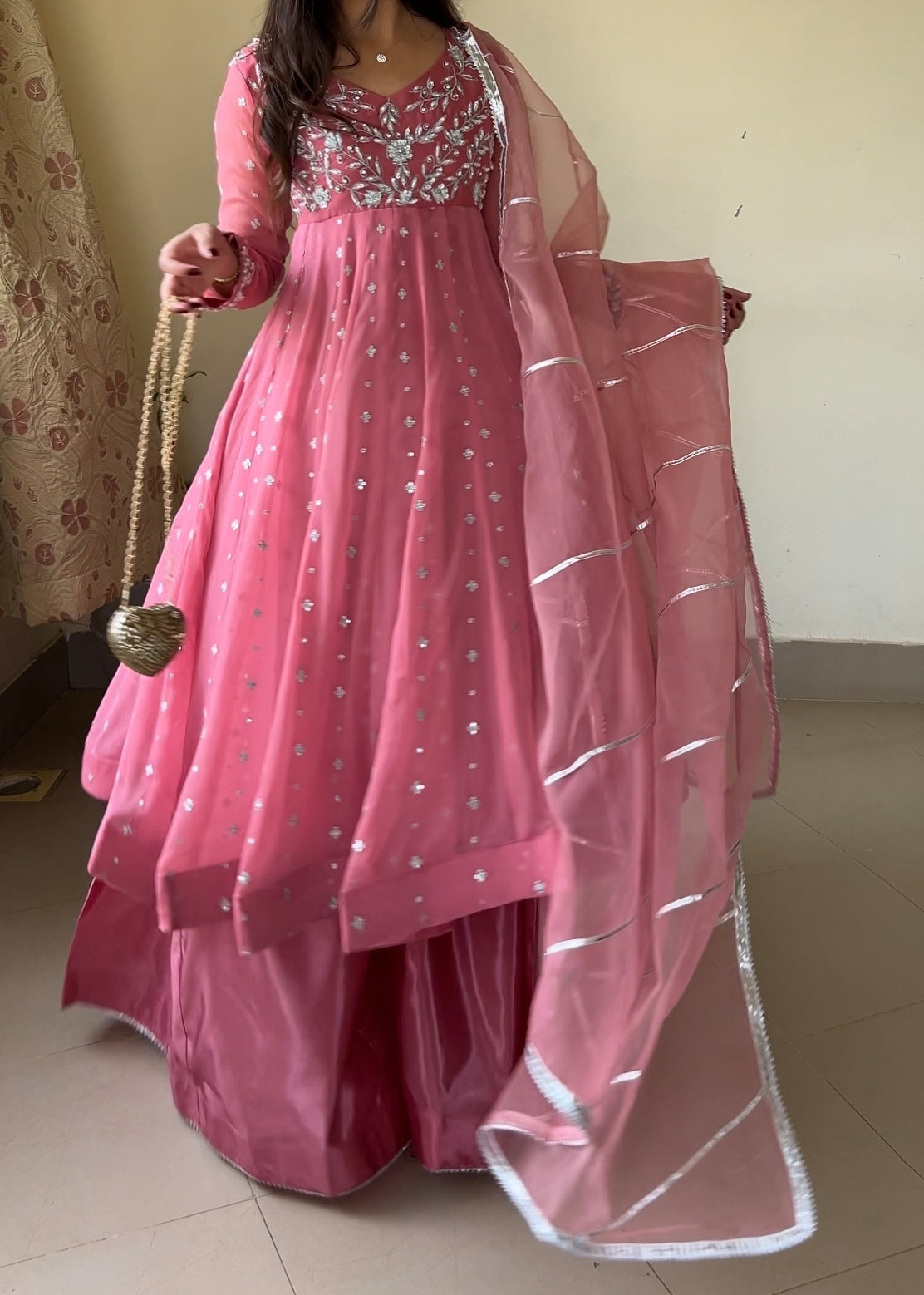 crinkle chiffon Maxi in Bubblegum pink