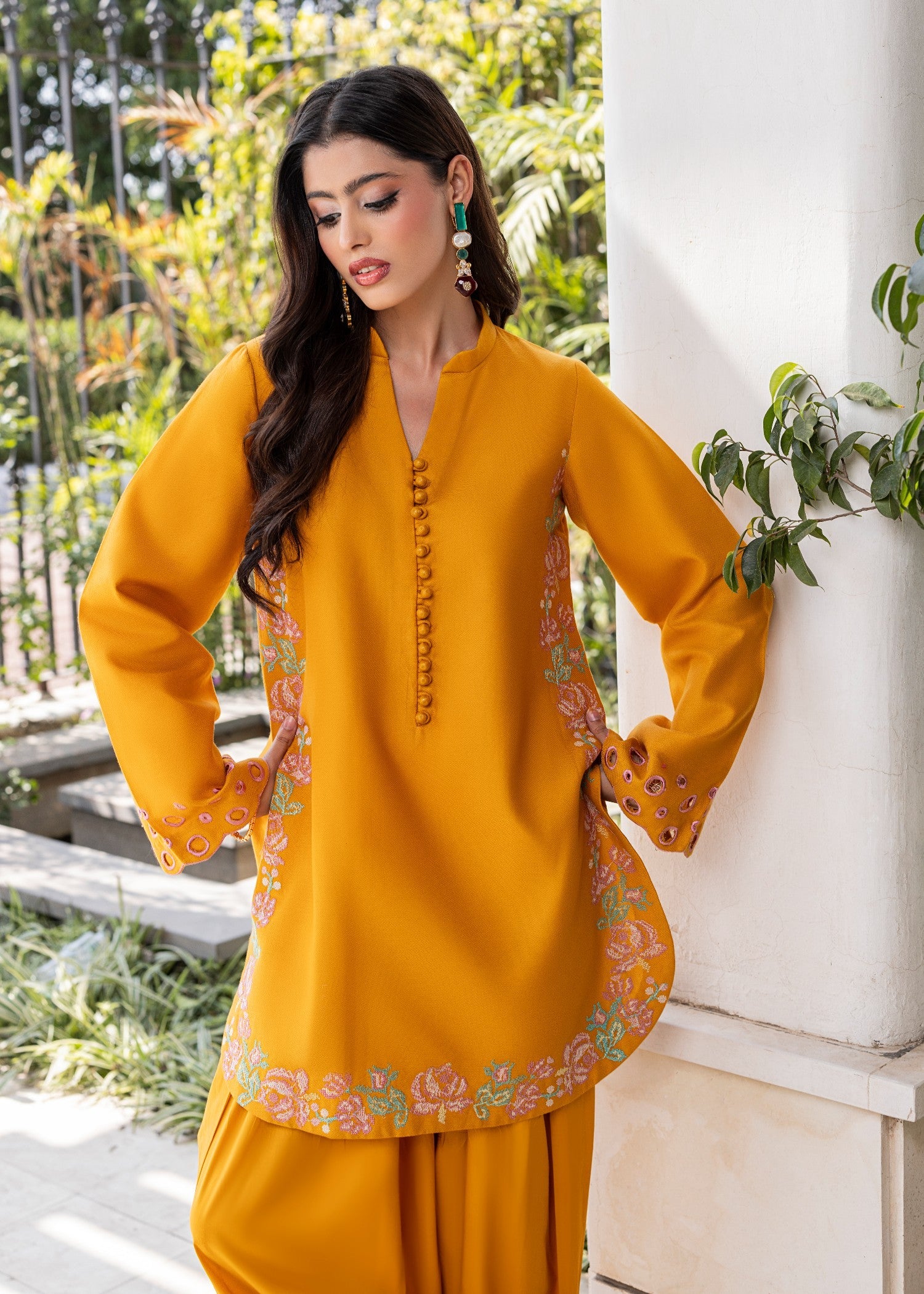 lawn Kurta Set in Gold