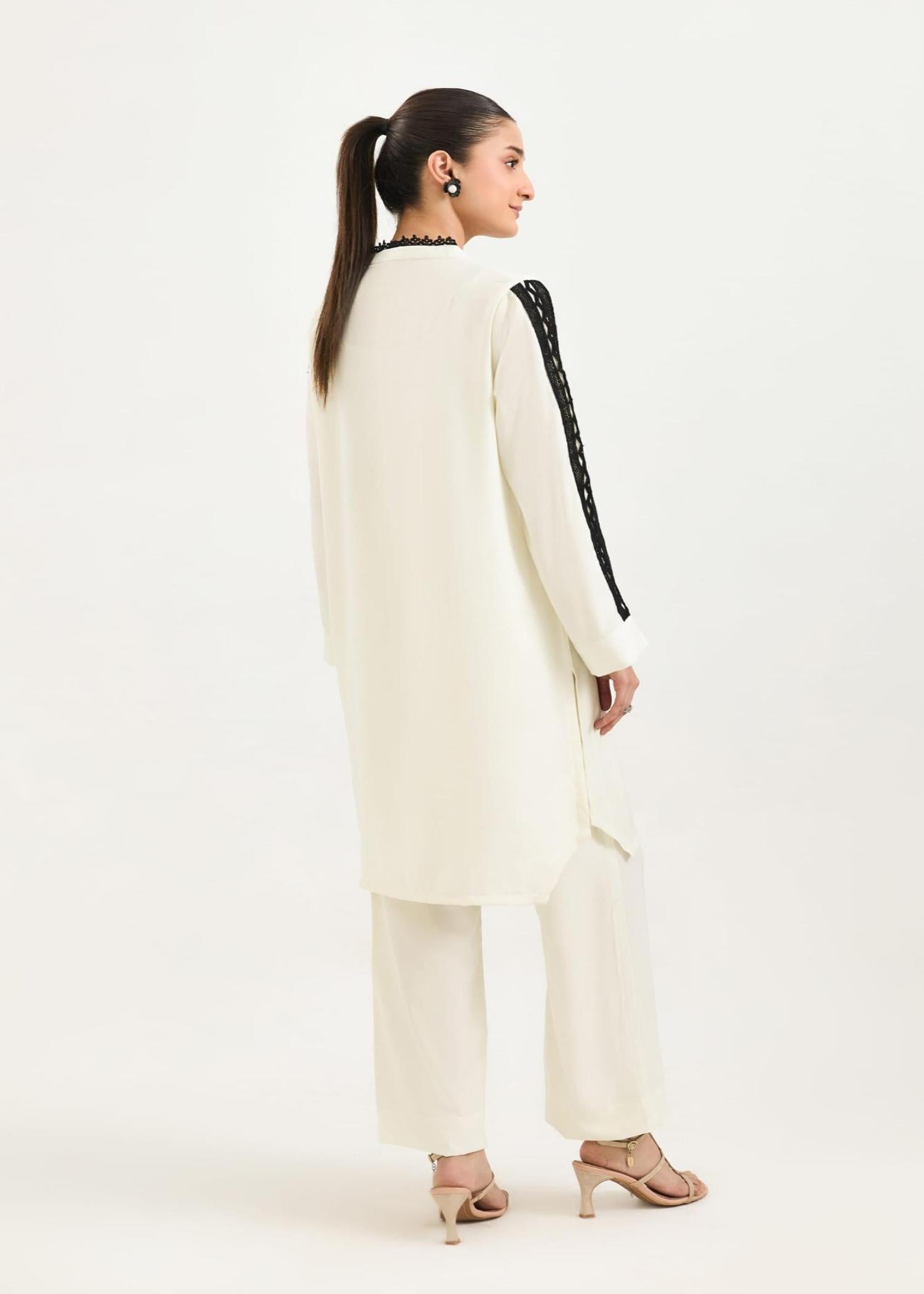 polycotton Kurta Set in Off-white