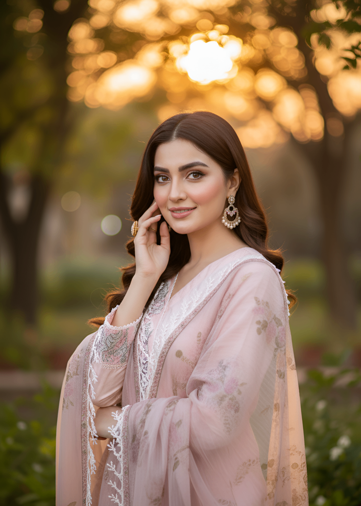 organza zari jacquard Kurta Set in Peach pink