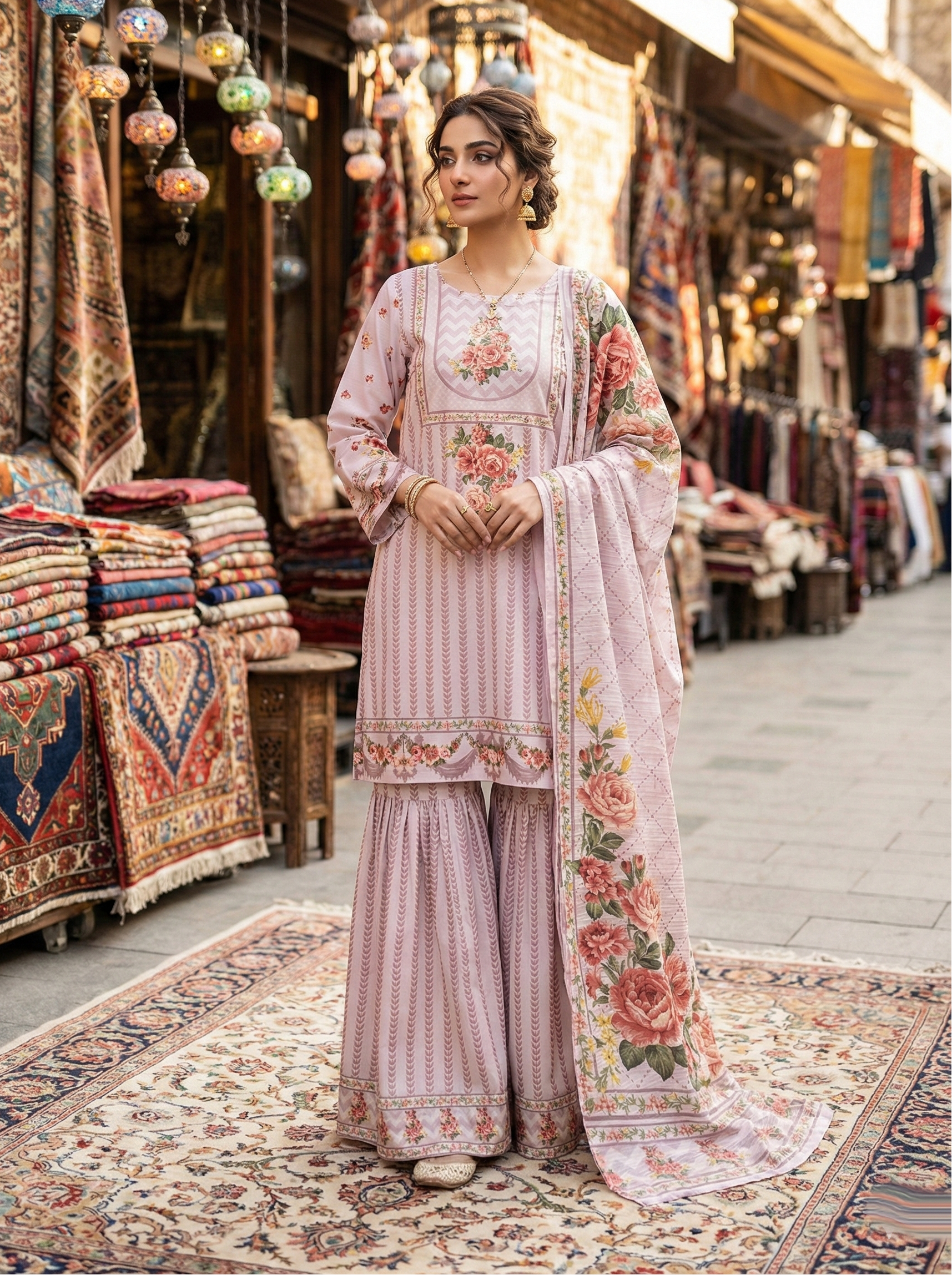 silk Gharara in Lilac
