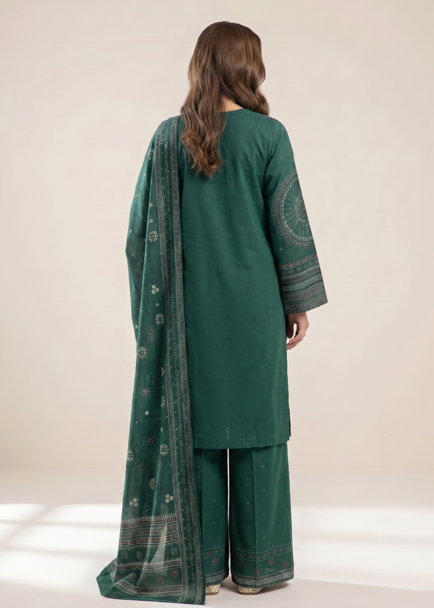 cotton dobby Kurta Set in Bottle green