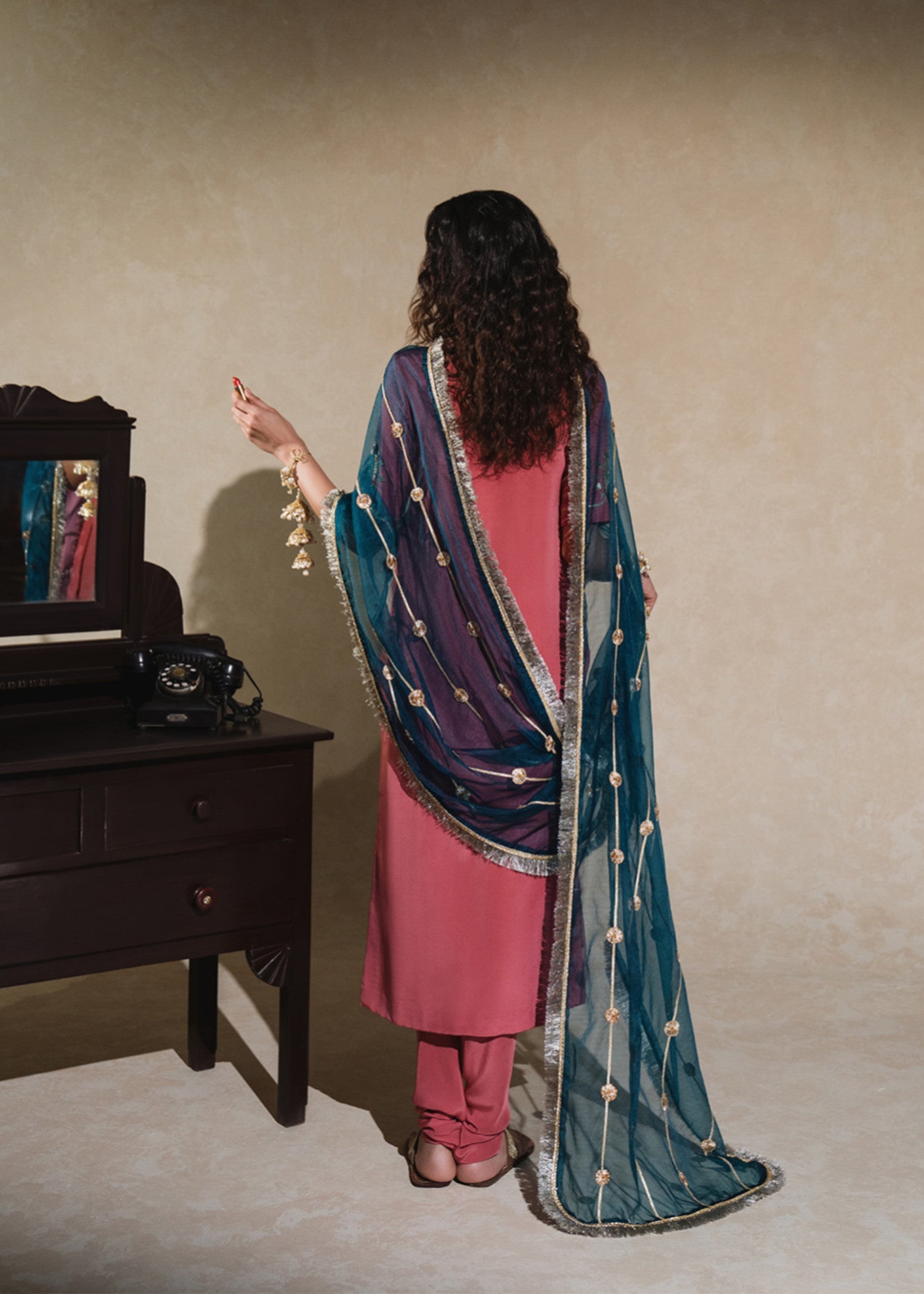 grip Kurta Set in Pink