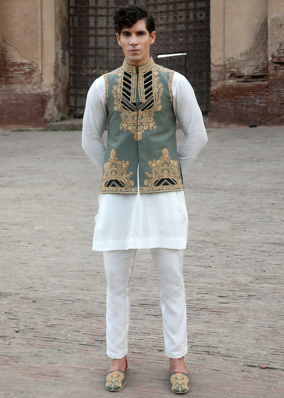 silk Waistcoat in Sea green