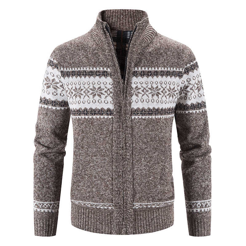 Men'S Color Block Christmas Snowflake Jacket