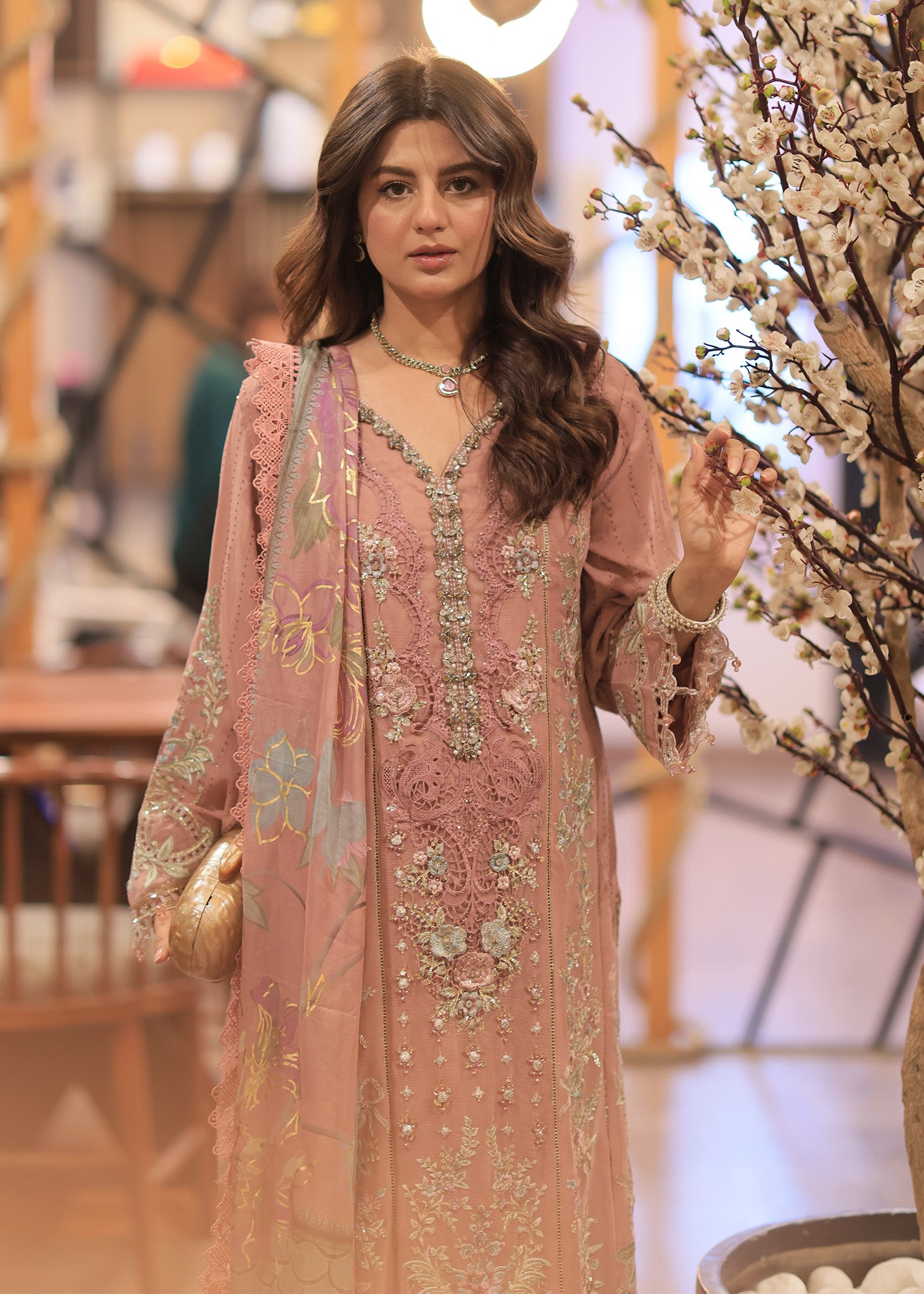 chiffon Kurta Set in Baby pink
