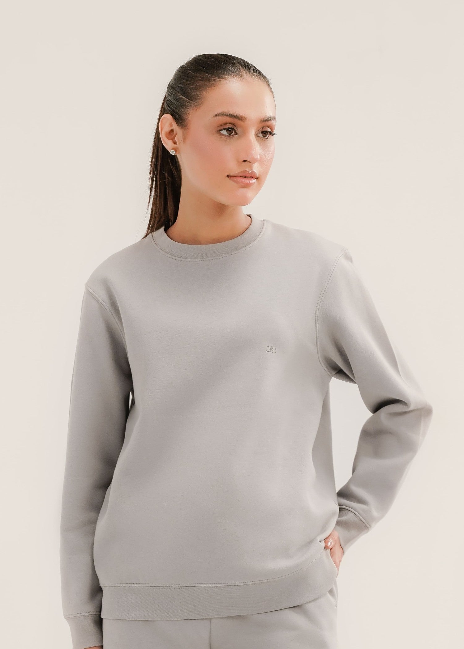 fleece Sweatshirt in Silver