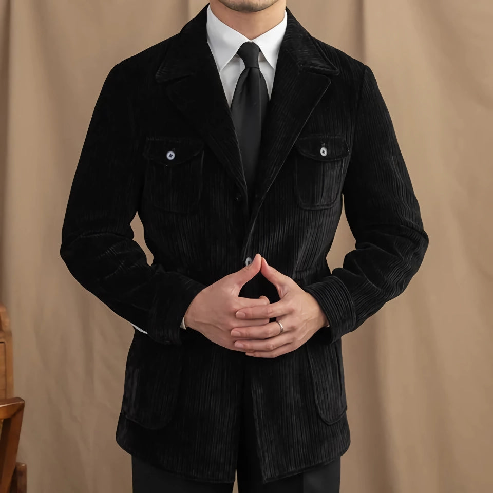 Top Quality Corduroy Trench Coat for Men - Slim Fit, Vintage Style