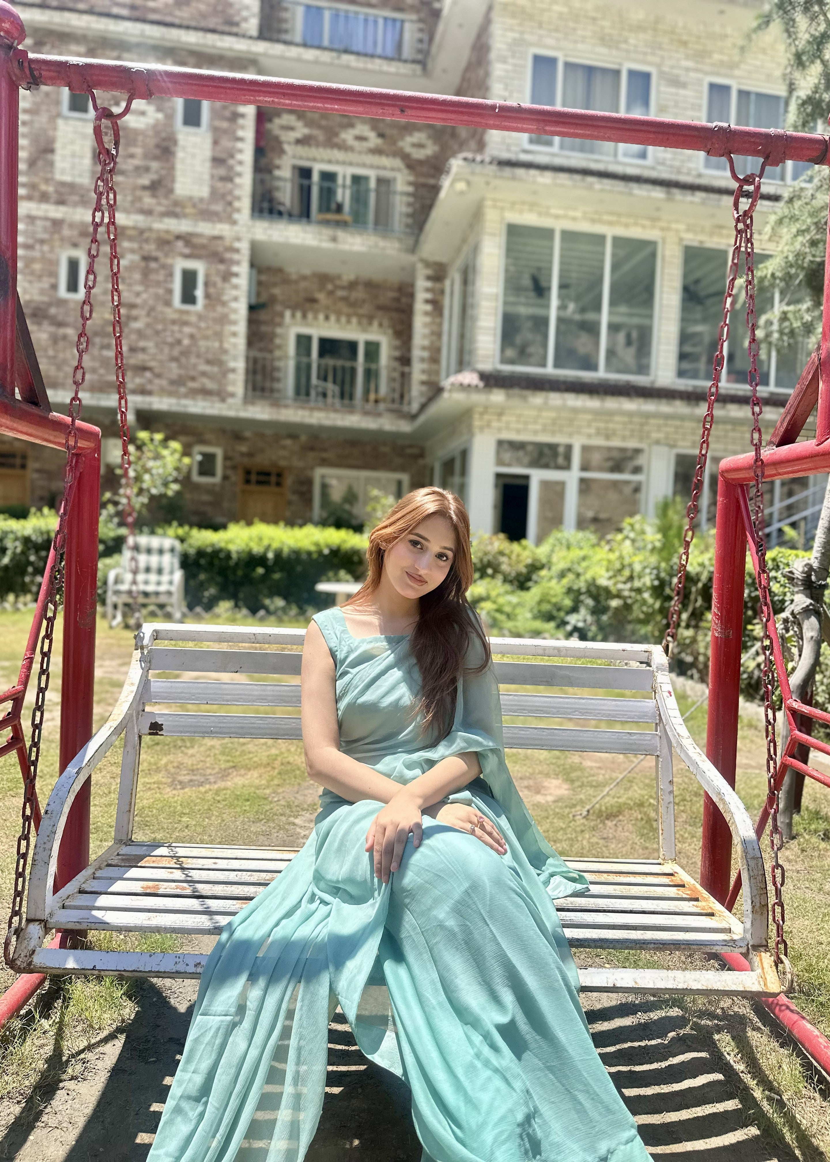 chiffon Saree in Moss green