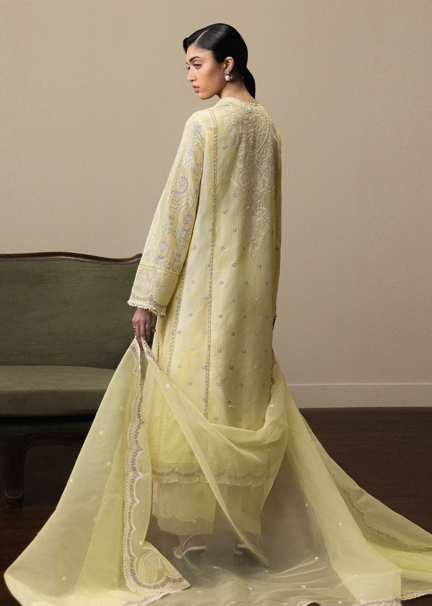 lawn Unstitched in Light yellow