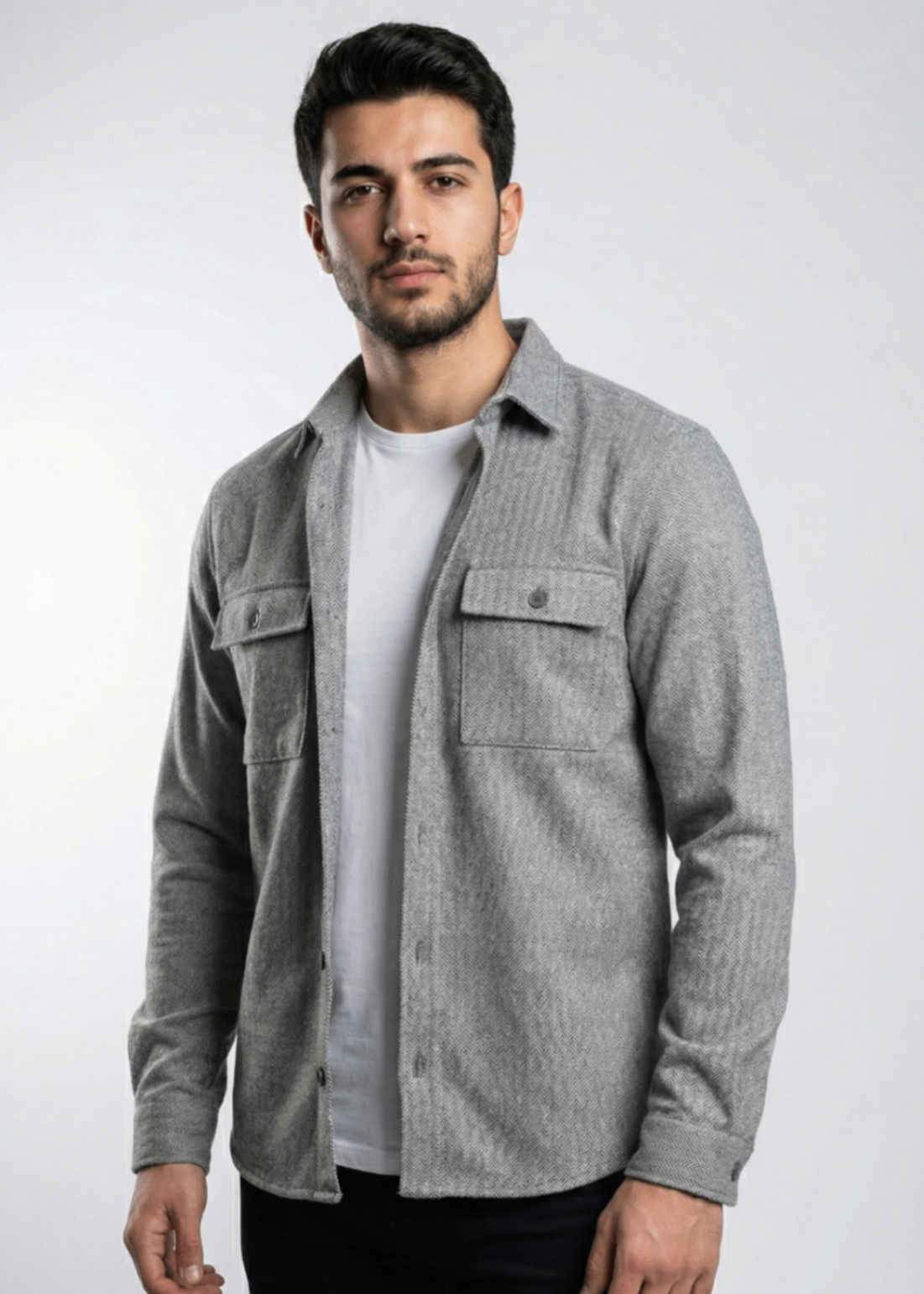 wool viscose Casual Shirt in Grey