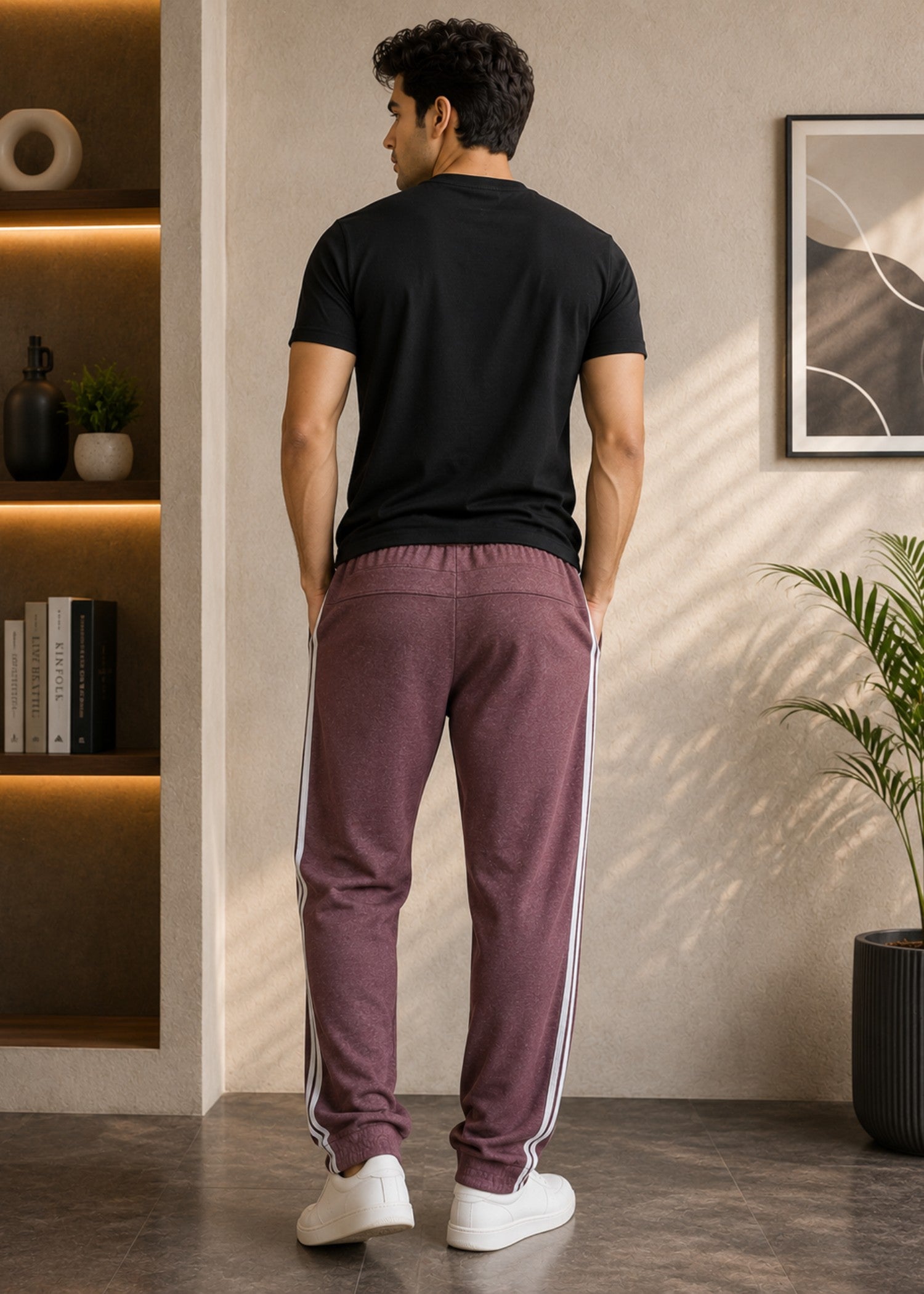 cotton Trousers in Maroon