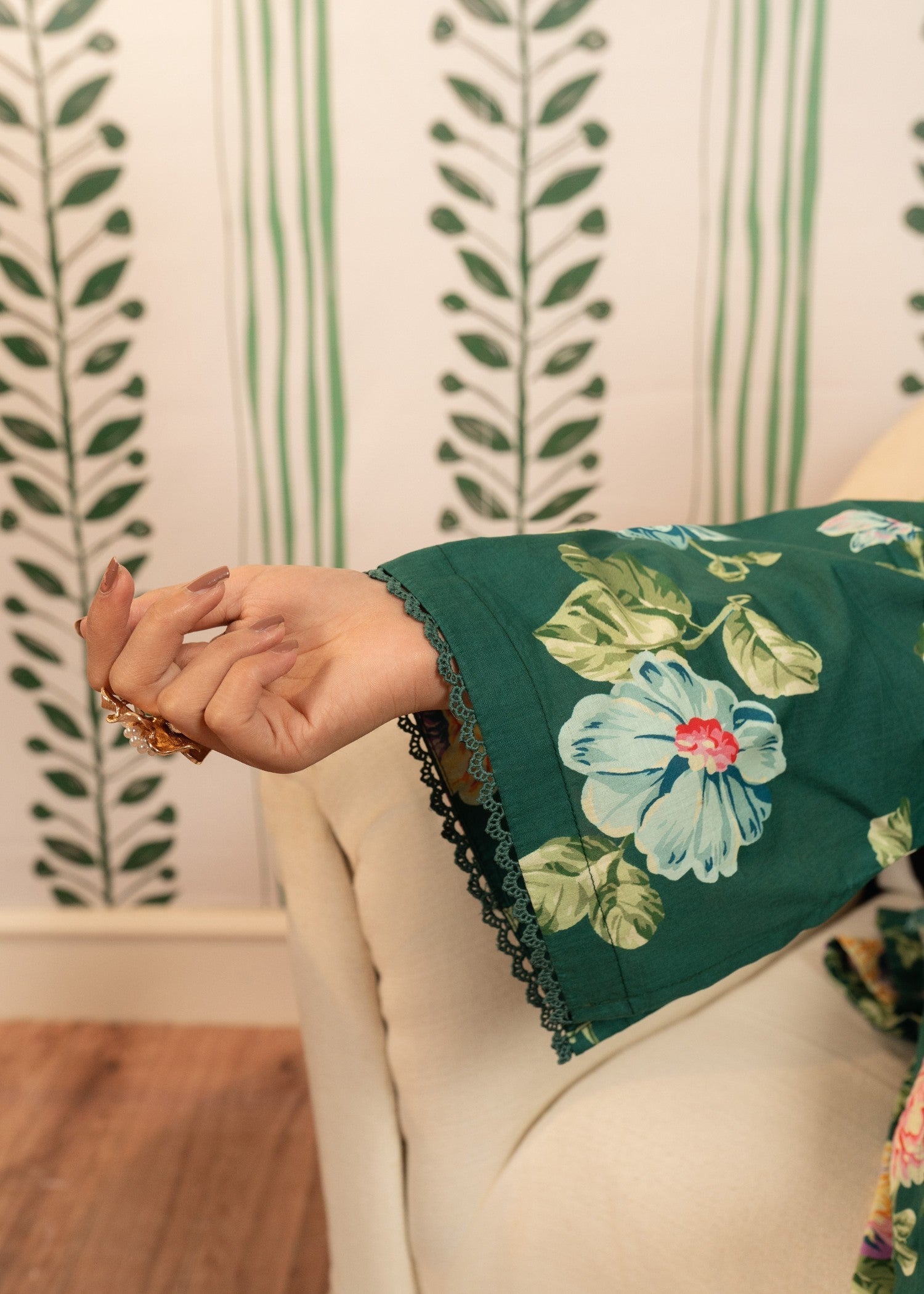 lawn cotton Co Ord Sets in Forest green