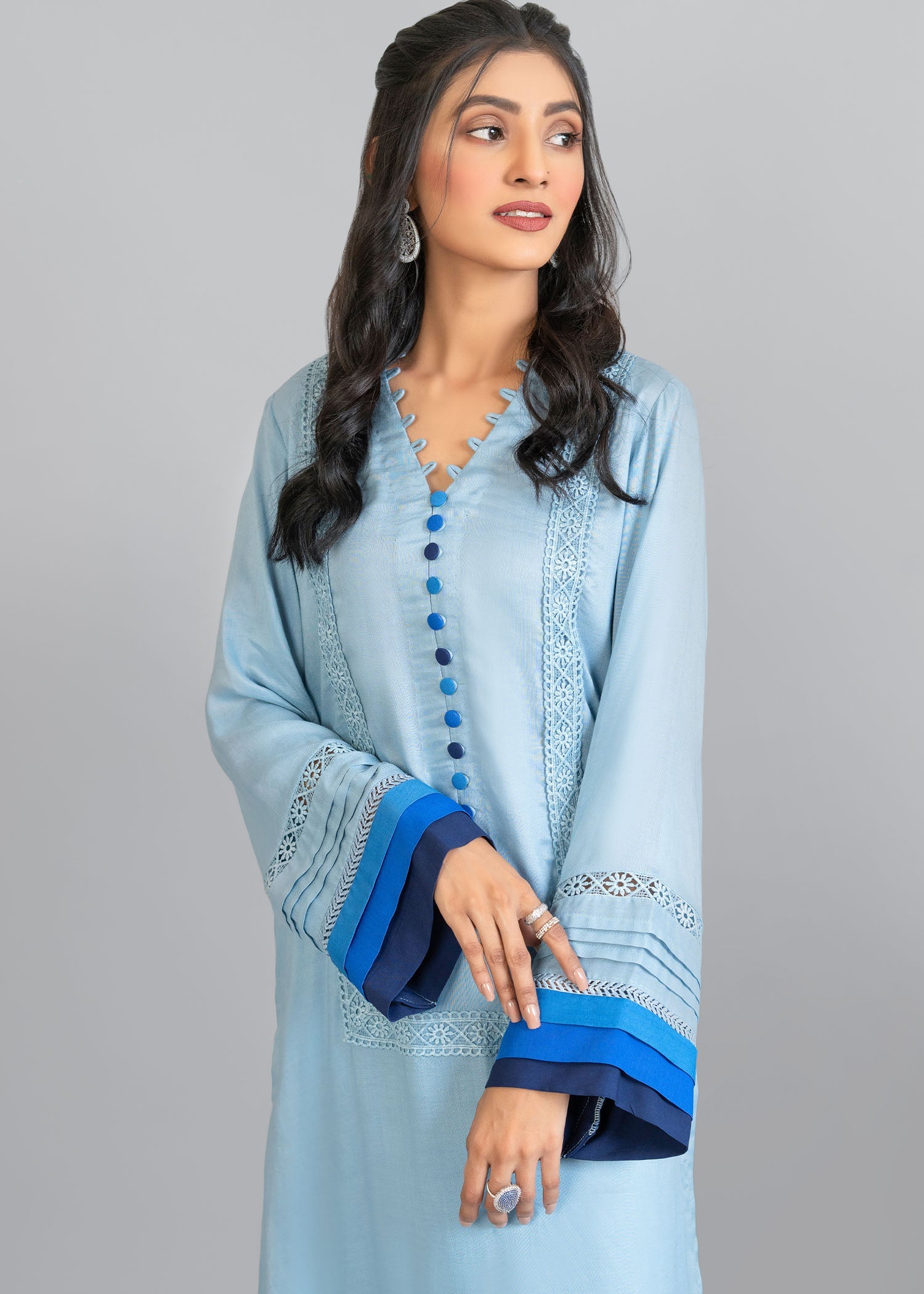 cotton linen Kurta Set in Sky blue
