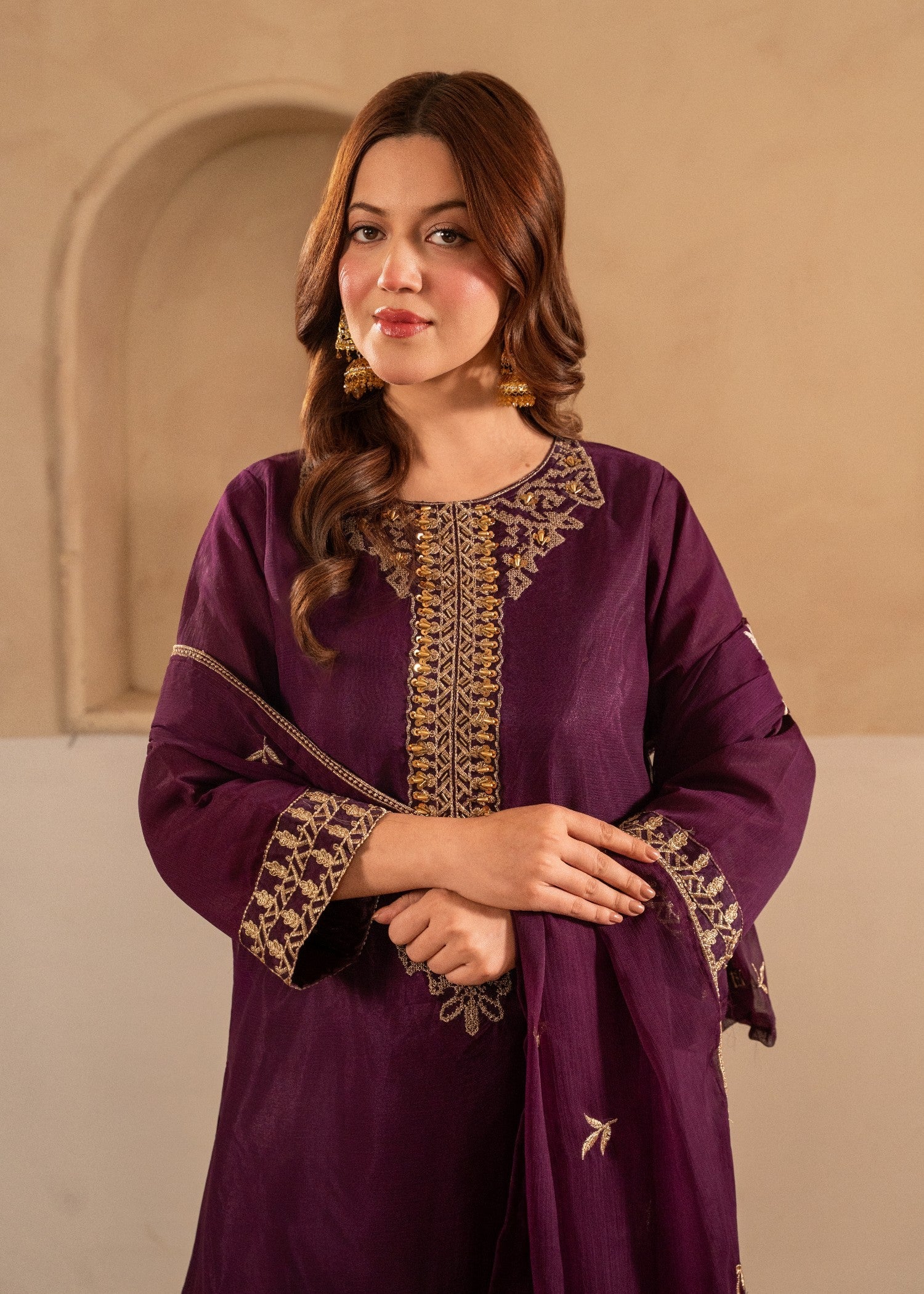 chiffon Kurta Set in Purple