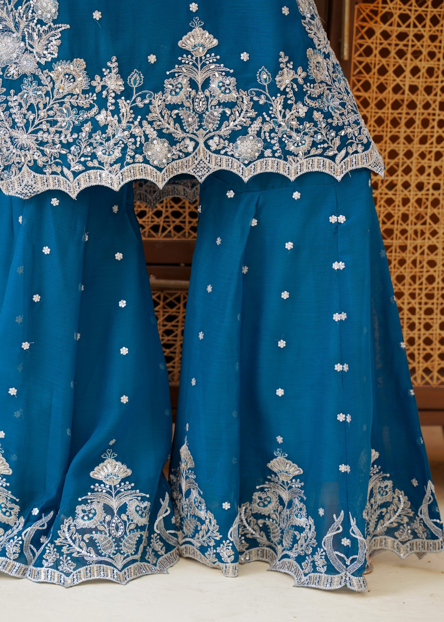 chiffon Gharara in Sapphire blue