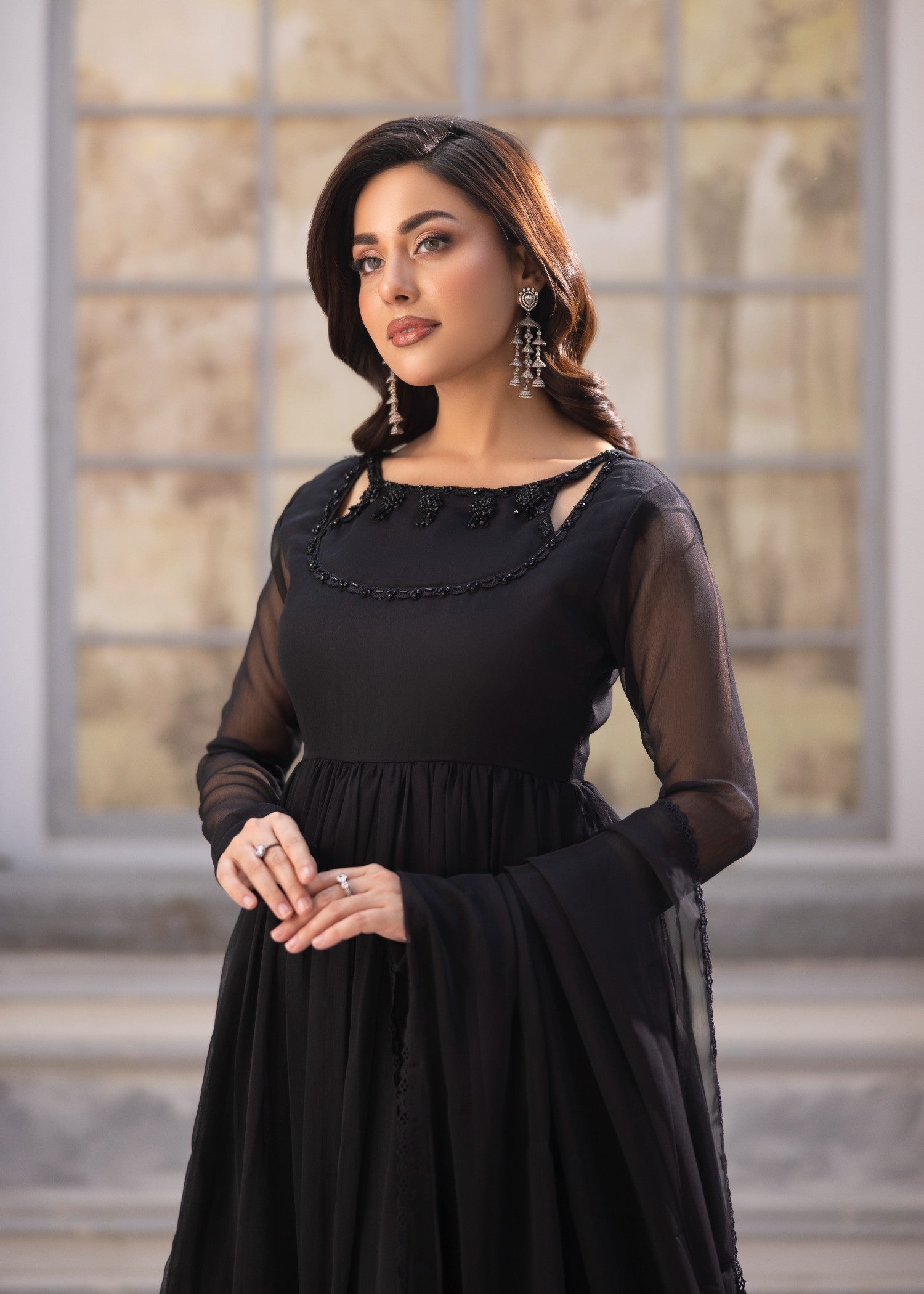chiffon Maxi in Jet black