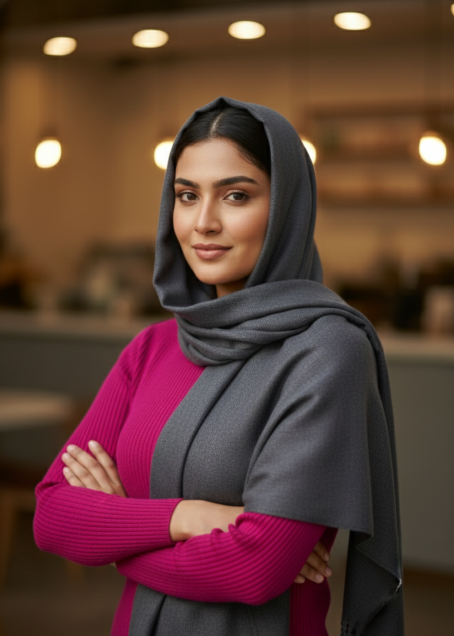 cashmere wool Hijab in Charcoal