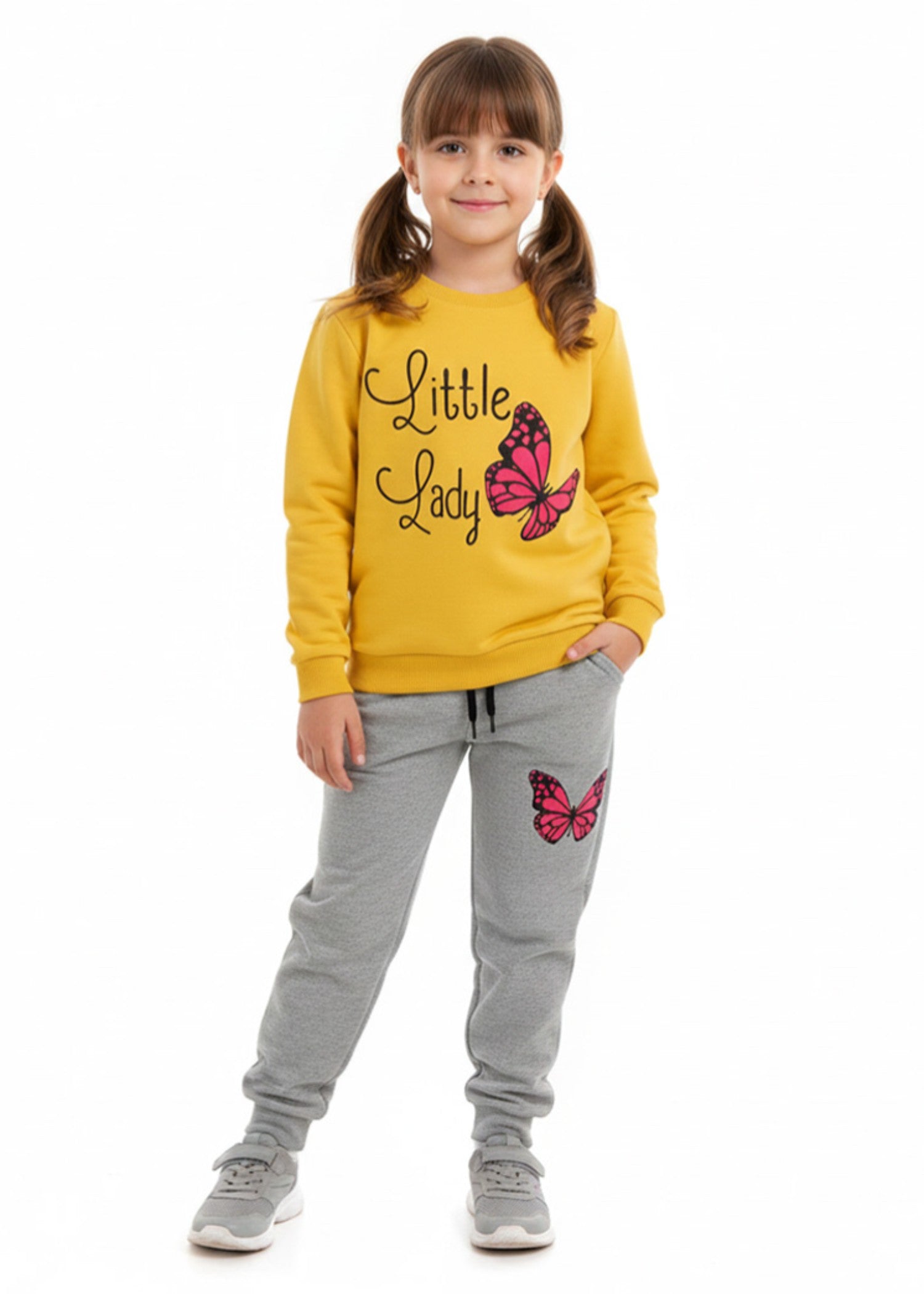 fleece Sweatshirt in Grey, yellow
