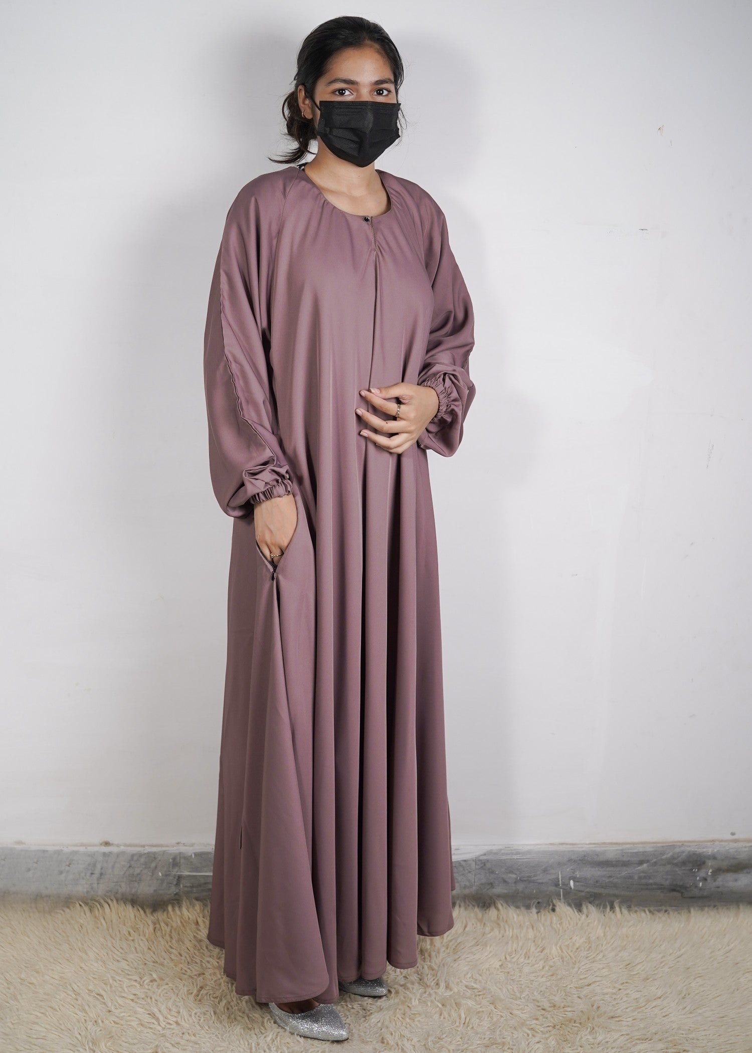 georgette silk Abaya in Mauve