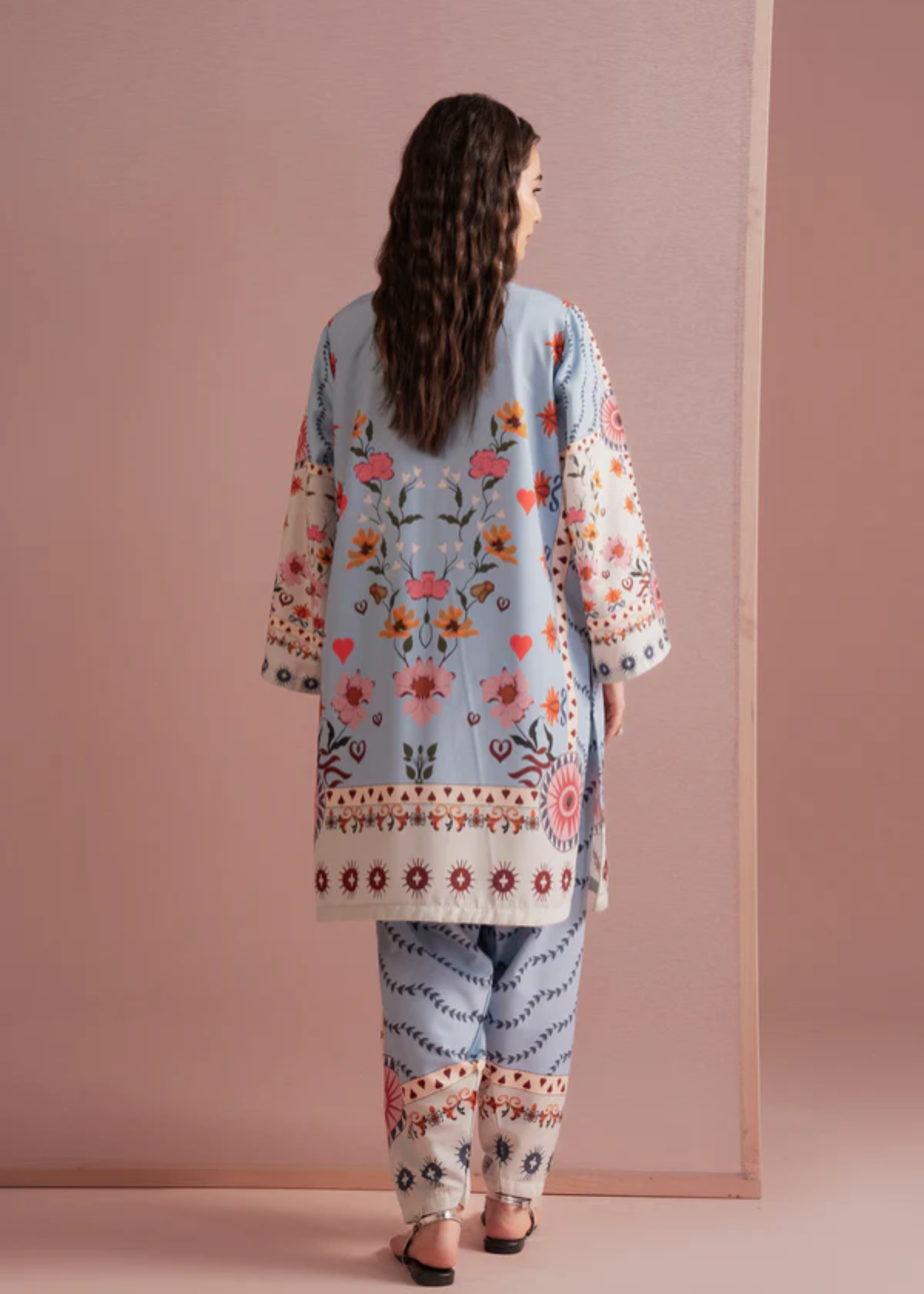 twill khaddar Co Ord Sets in Light blue